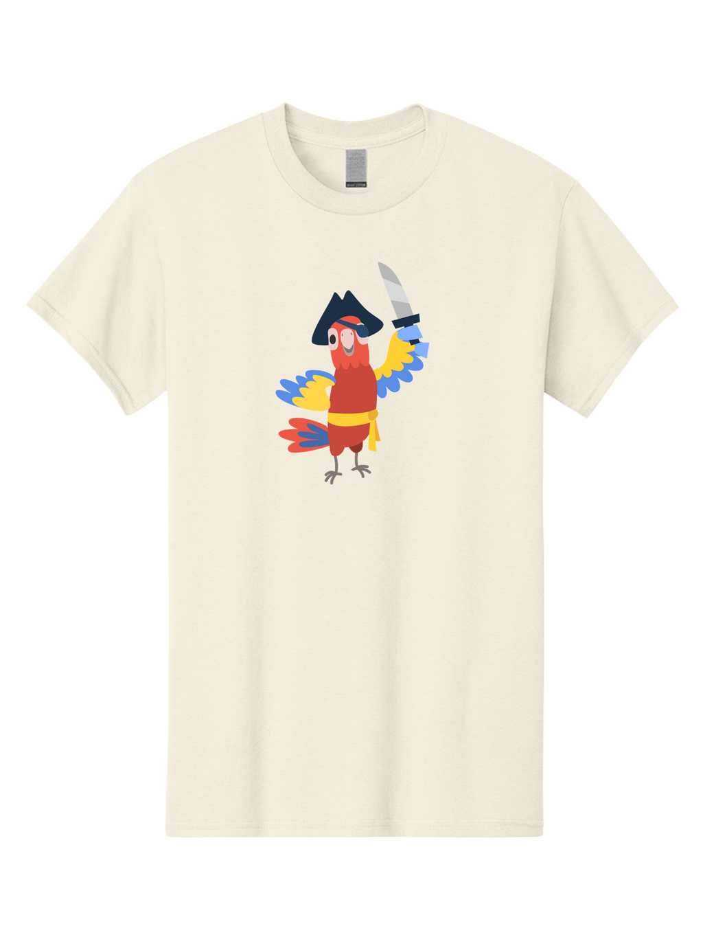 Pirate-Parrot Men'S Graphic Tee, 100% Cotton, Comfortable Casual Summer Wear, Machine Washable, Colorful Parrot Pirate, Pirate Bird Character, Swashbuckling Parrot, Pirate Hat, Pirate Sword, Cartoon Parrot, Pirate Costume, Red Parrot, Aab876