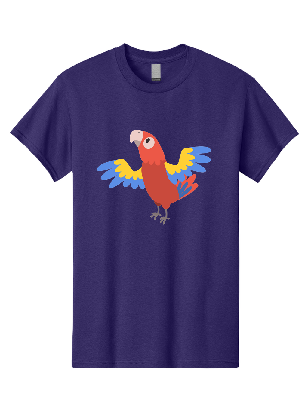 Scarlet-Macaw Men'S Graphic Tee, 100% Cotton, Comfortable Casual Summer Wear, Machine Washable, Colorful Parrot, Vibrant Red Body, Blue And Yellow Wings, Cartoon-Style Illustration, Tropical Bird, Playful, Parrot Species, Exotic Plumage, Aab883