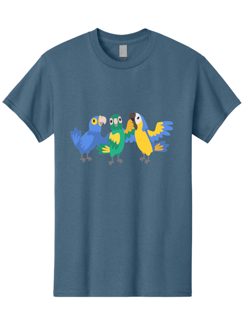 Three-Parrots-1 Men'S Graphic Tee, 100% Cotton, Comfortable Casual Summer Wear, Machine Washable, Colorful Parrots, Vibrant Plumage, Playful Birds, Blue And Yellow Feathers, Parrot Illustration, Playful Interaction, Wild Birds, Parrot Species Aab891