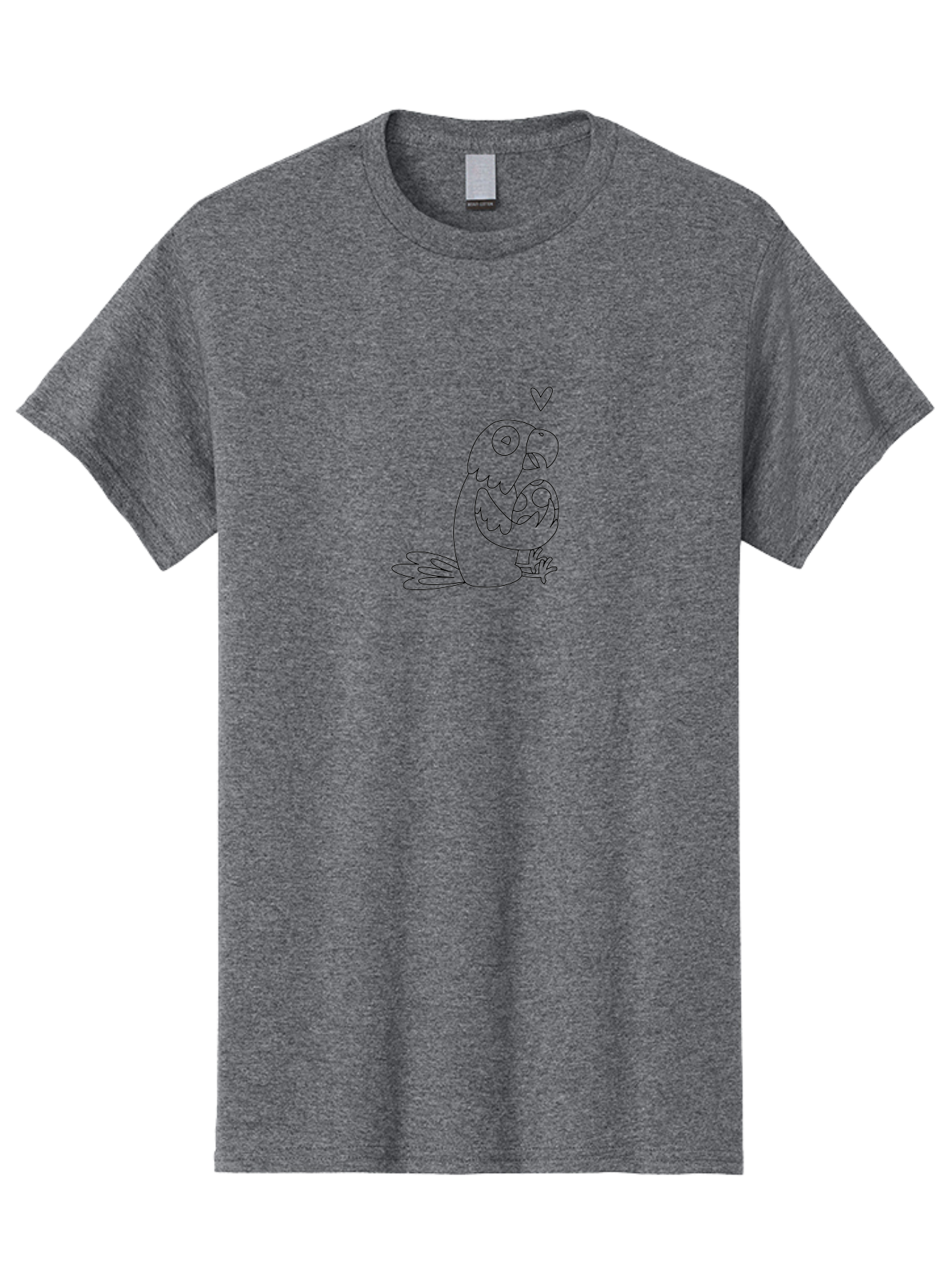 Two-Parrots-Hugging Men'S Graphic Tee, 100% Cotton, Comfortable Casual Summer Wear, Machine Washable, Parrot Hugging Chick, Cute Cartoon Animals, Bird Love, Adorable Illustration, Heartwarming Scene, Animal Affection, Tender Moment, Aab895