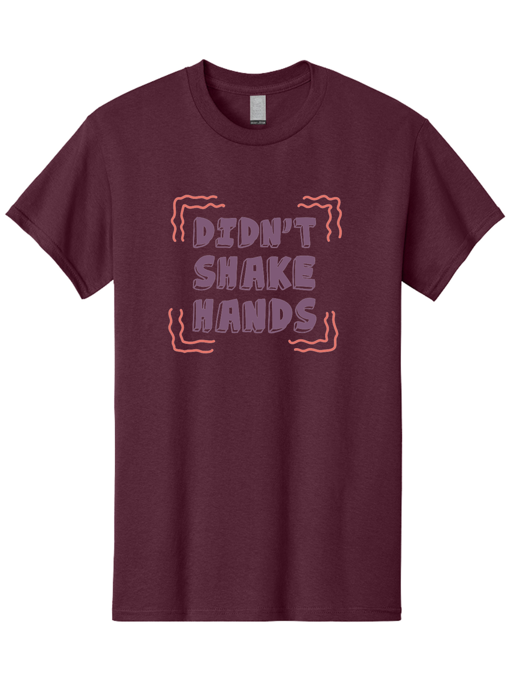 Didn-T-Shake-Hands Men'S Graphic Tee, 100% Cotton, Comfortable Casual Summer Wear, Machine Washable, Didn'T Shake Hands, Refusing Handshake, Bold Statement, Viral Meme, Humorous Graphic, Provocative Phrase, Quirky Design, Purple Text, Aab899