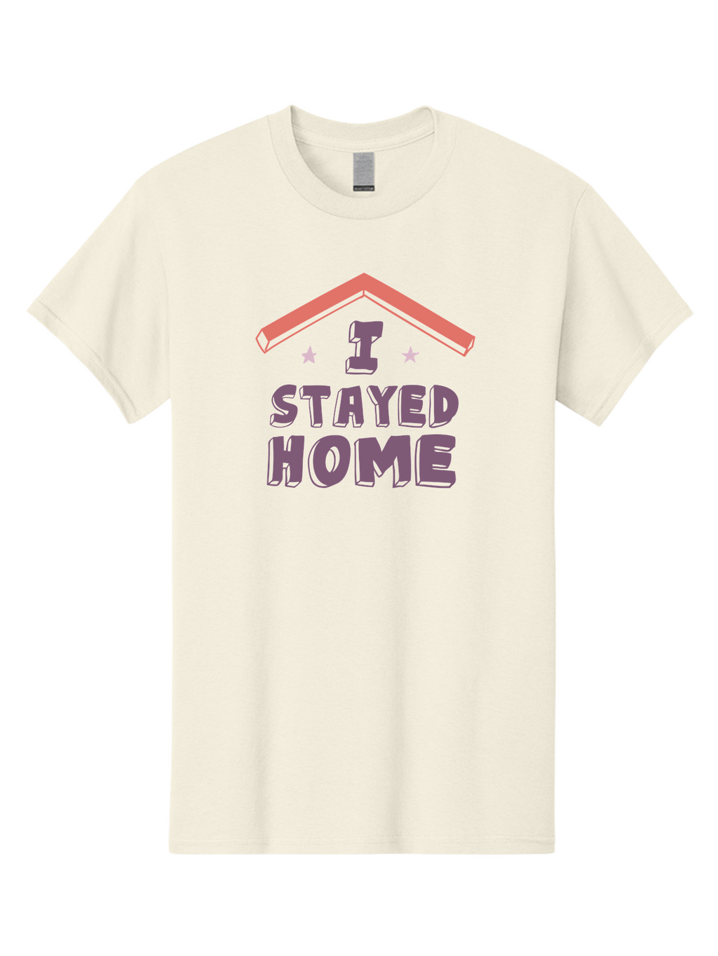 I-Stayed-Home Men'S Graphic Tee, 100% Cotton, Comfortable Casual Summer Wear, Machine Washable, Stay Home, Social Distancing, Covid-19 Awareness, Home Sweet Home, Quarantine Life, Lockdown, Purple And Pink Typography, Illustration Aab907