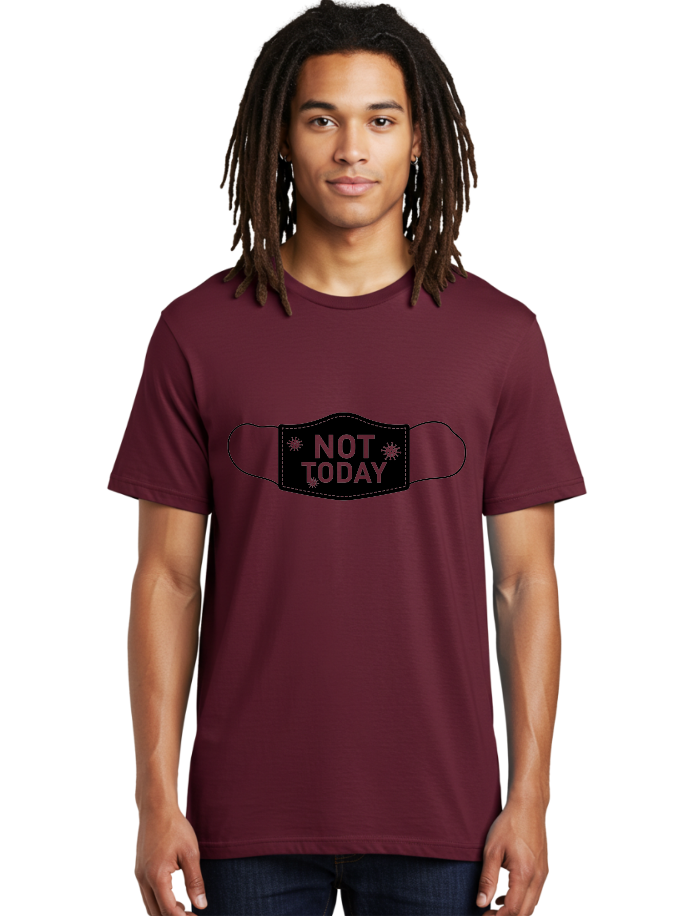 Not-Today-Face-Mask Men'S Graphic Tee, 100% Cotton, Comfortable Casual Summer Wear, Machine Washable, Protective Face Mask, Not Today Phrase, Germs And Viruses, Prevention And Protection, Health And Wellness, Covid-19 Awareness, Aab913