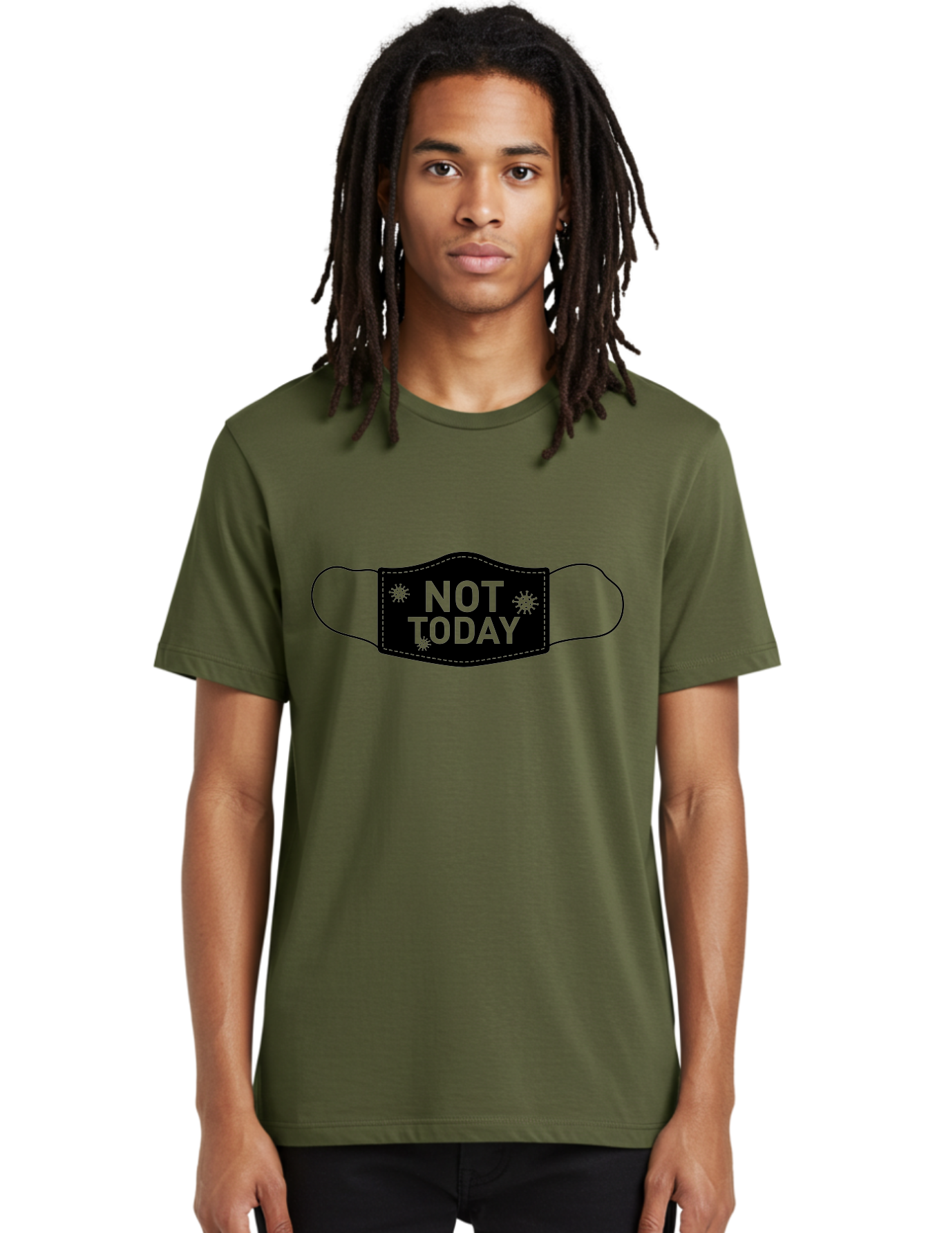 Not-Today-Face-Mask Men'S Graphic Tee, 100% Cotton, Comfortable Casual Summer Wear, Machine Washable, Protective Face Mask, Not Today Phrase, Germs And Viruses, Prevention And Protection, Health And Wellness, Covid-19 Awareness, Aab913