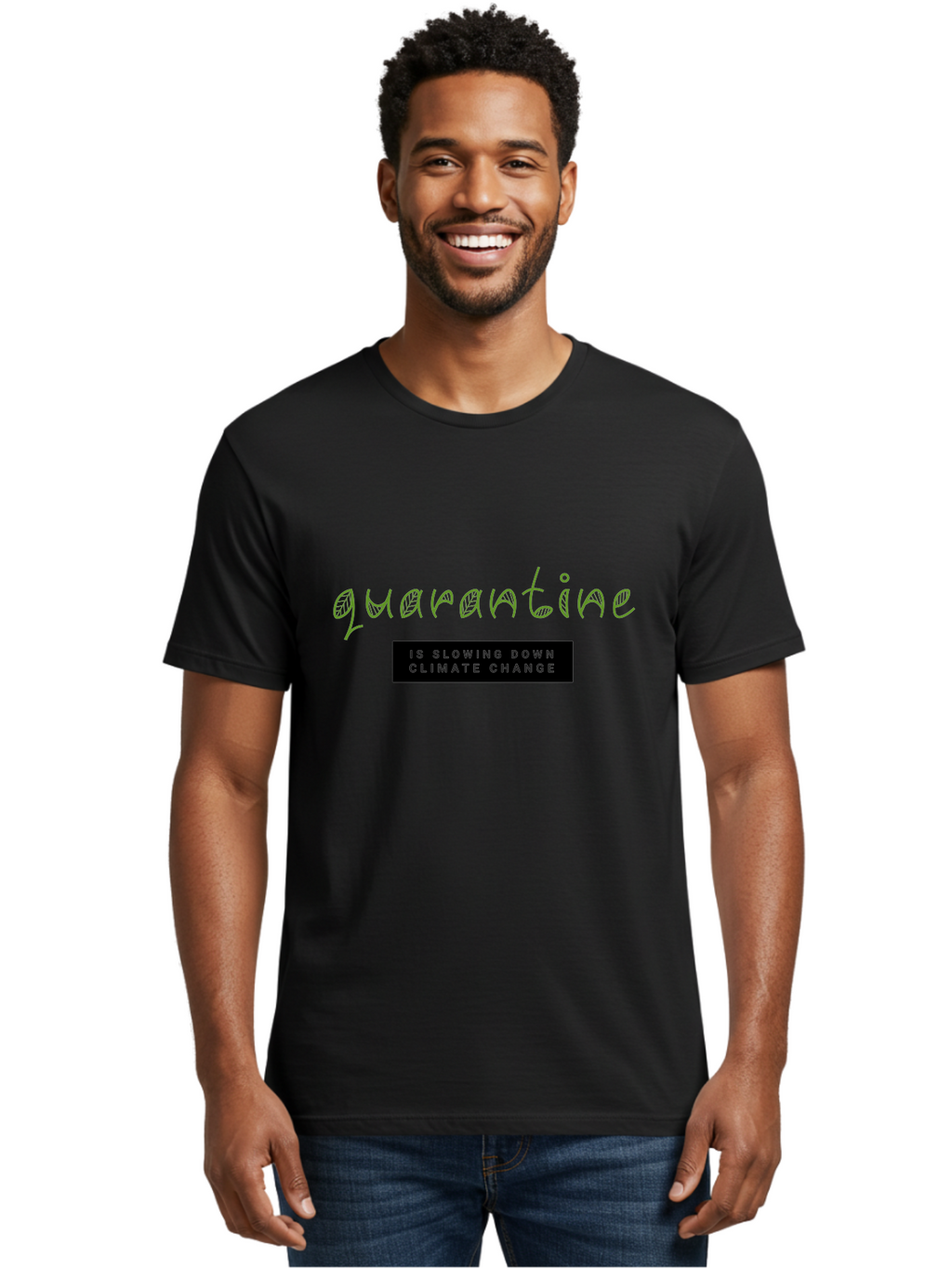 Quarantine Men'S Graphic Tee, 100% Cotton, Comfortable Casual Summer Wear, Machine Washable, Quarantine, Climate Change, Slowing Down, Environmental Impact, Global Lockdown, Sustainability, Eco-Friendly, Green Initiative, Pandemic Effect Aab917