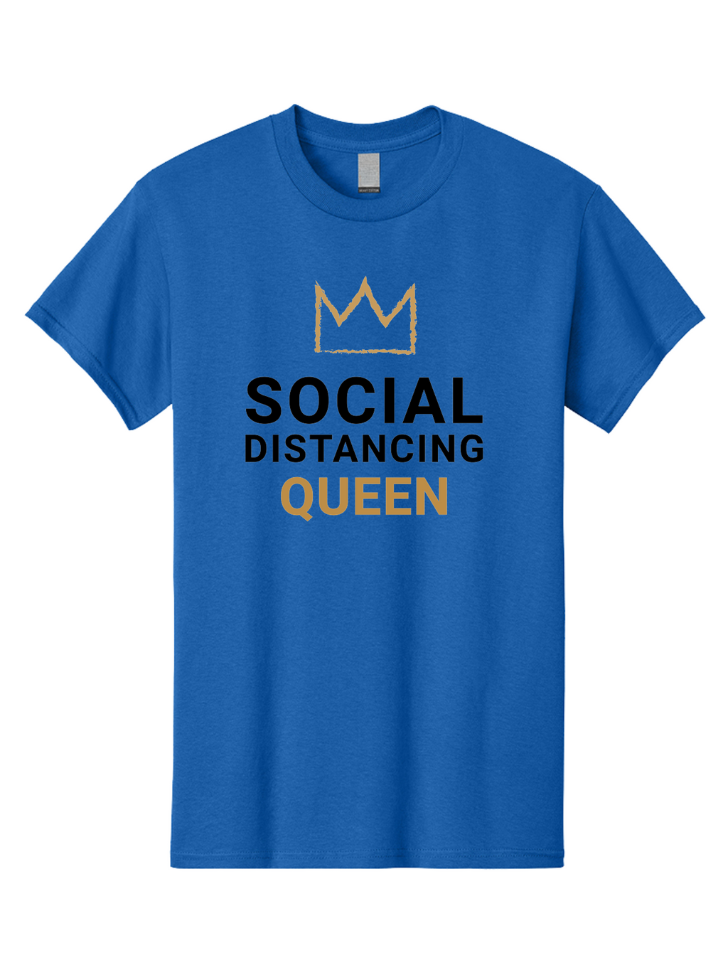 Social-Distancing-Queen Men'S Graphic Tee, 100% Cotton, Comfortable Casual Summer Wear, Machine Washable, Social Distancing Queen, Covid-19 Awareness, Pandemic Humor, Royal Treatment, Safe Distance, Coronavirus Protection, Crown Symbol Aab920