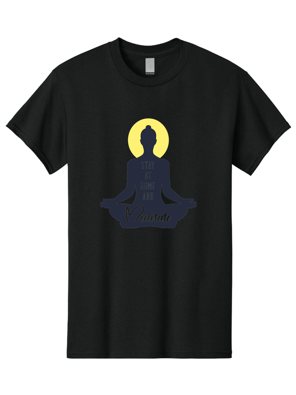 Stay-At-Home-And-Meditate Men'S Graphic Tee, 100% Cotton, Comfortable Casual Summer Wear, Machine Washable, Meditation Practice, Yoga Pose, Mindfulness, Inner Peace, Relaxation, Staying Home, Calm Atmosphere, Lotus Position, Serene Mood, Aab921