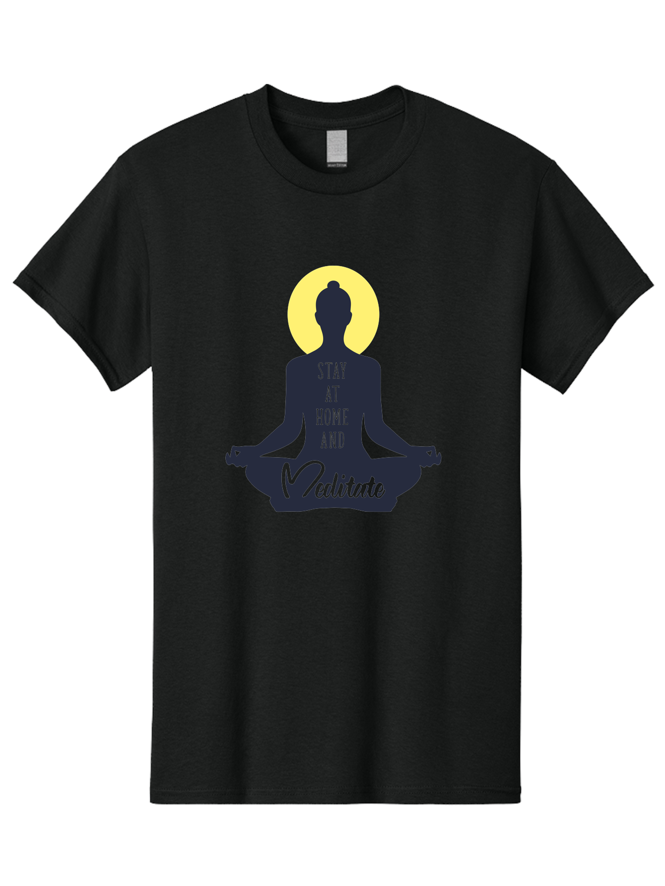 Stay-At-Home-And-Meditate Men'S Graphic Tee, 100% Cotton, Comfortable Casual Summer Wear, Machine Washable, Meditation Practice, Yoga Pose, Mindfulness, Inner Peace, Relaxation, Staying Home, Calm Atmosphere, Lotus Position, Serene Mood, Aab921