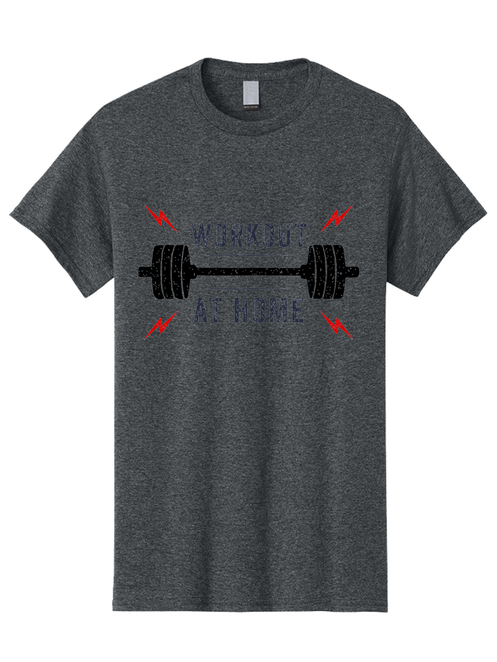 Workout-At-Home Men'S Graphic Tee, 100% Cotton, Comfortable Casual Summer Wear, Machine Washable, Home Workout, Fitness Motivation, Gym At Home, Exercise Routine, Weightlifting, Dumbbell Workout, Fitness Inspiration, Workout At Home Aab926