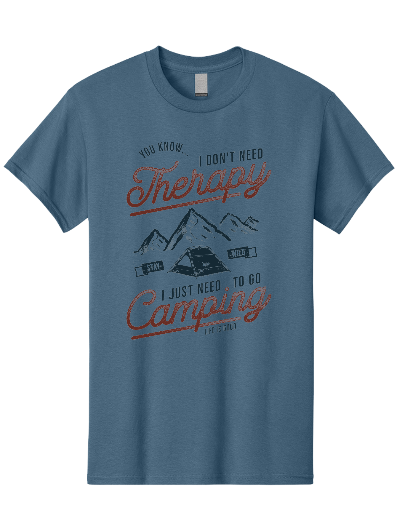 Camping-Therapy Men'S Graphic Tee, 100% Cotton, Comfortable Casual Summer Wear, Machine Washable, Camping Therapy, Outdoor Adventure, Wilderness Escape, Stay Wild, Life Is Good, Nature Therapy, Camping Quotes, Adventure Seeking, Aab931