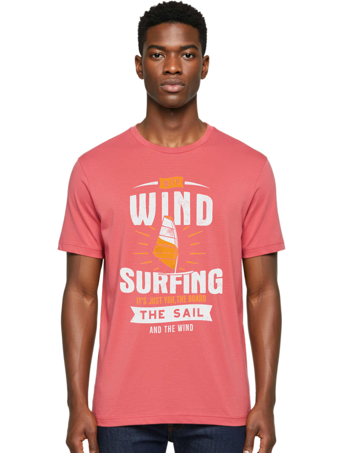 Wind-Surfing Men'S Graphic Tee, 100% Cotton, Comfortable Casual Summer Wear, Machine Washable, Windsurfing, Water Sports, Sailing, Adventure Seekers, Thrill Lovers, Windsurfing Quotes, Sailing Inspiration, Surfing Culture, Extreme Sports, Aab964