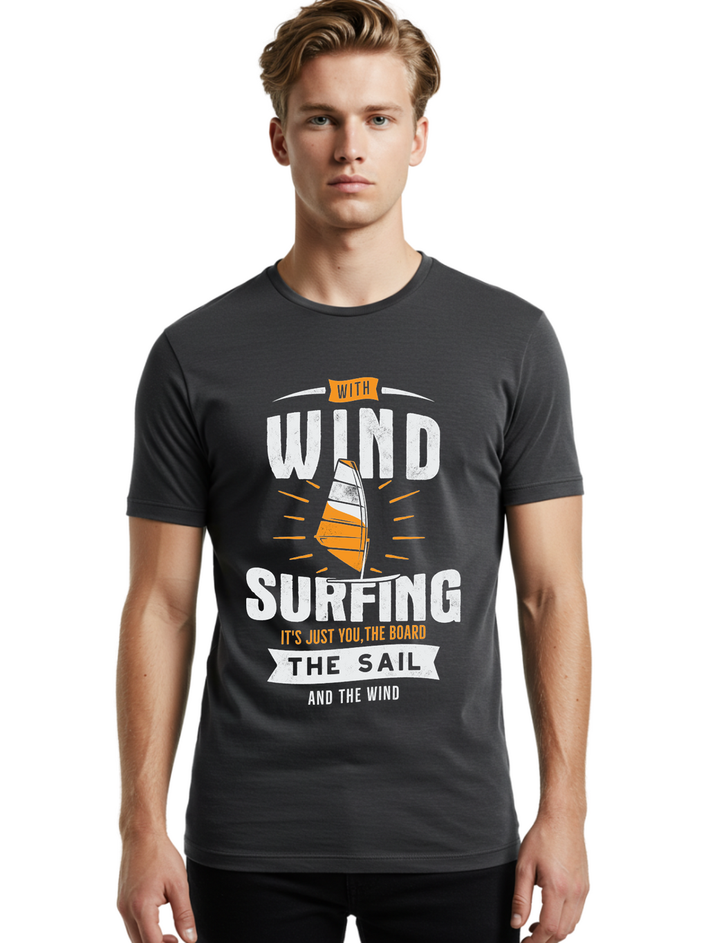 Wind-Surfing Men'S Graphic Tee, 100% Cotton, Comfortable Casual Summer Wear, Machine Washable, Windsurfing, Water Sports, Sailing, Adventure Seekers, Thrill Lovers, Windsurfing Quotes, Sailing Inspiration, Surfing Culture, Extreme Sports, Aab964