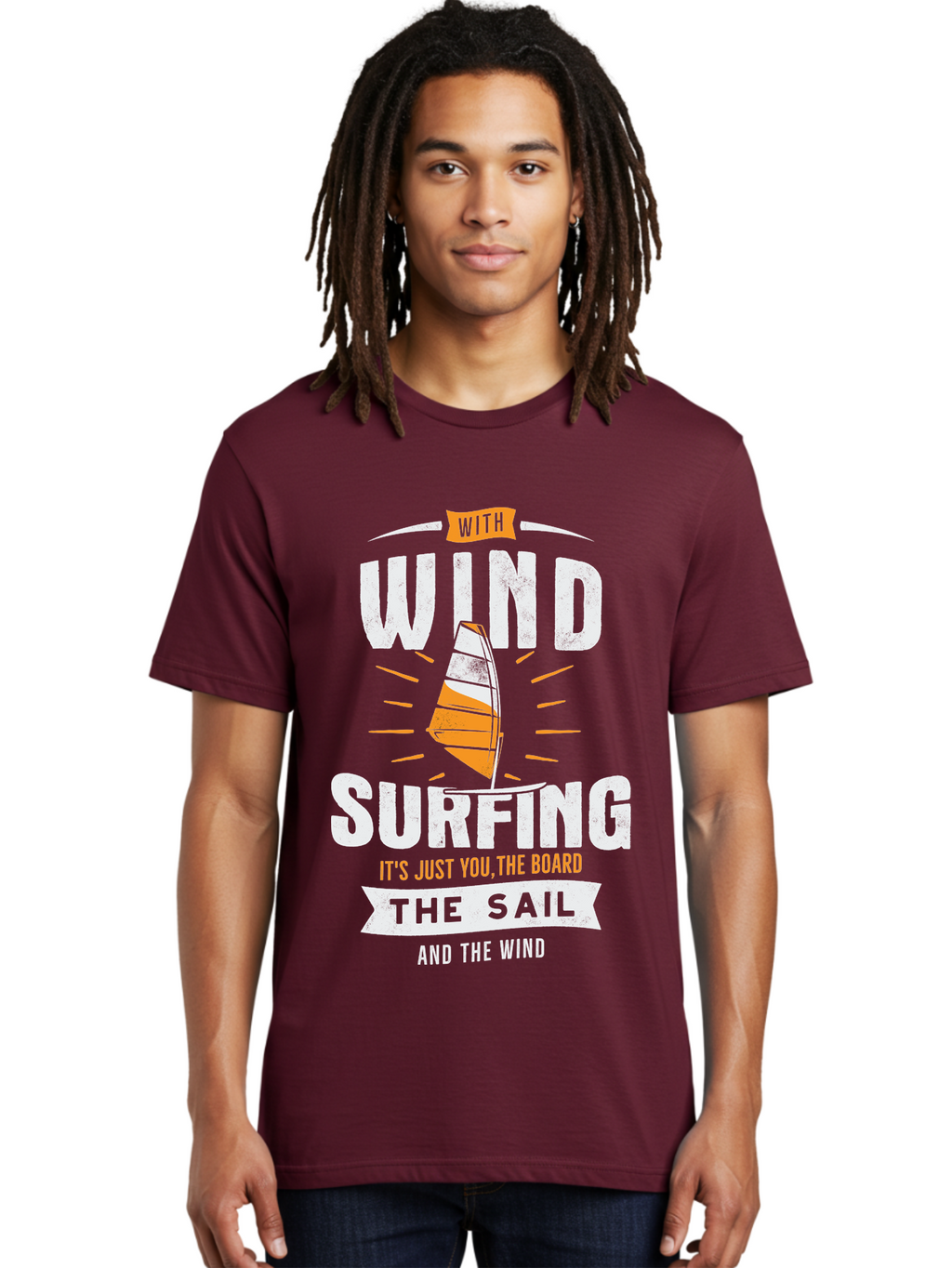 Wind-Surfing Men'S Graphic Tee, 100% Cotton, Comfortable Casual Summer Wear, Machine Washable, Windsurfing, Water Sports, Sailing, Adventure Seekers, Thrill Lovers, Windsurfing Quotes, Sailing Inspiration, Surfing Culture, Extreme Sports, Aab964