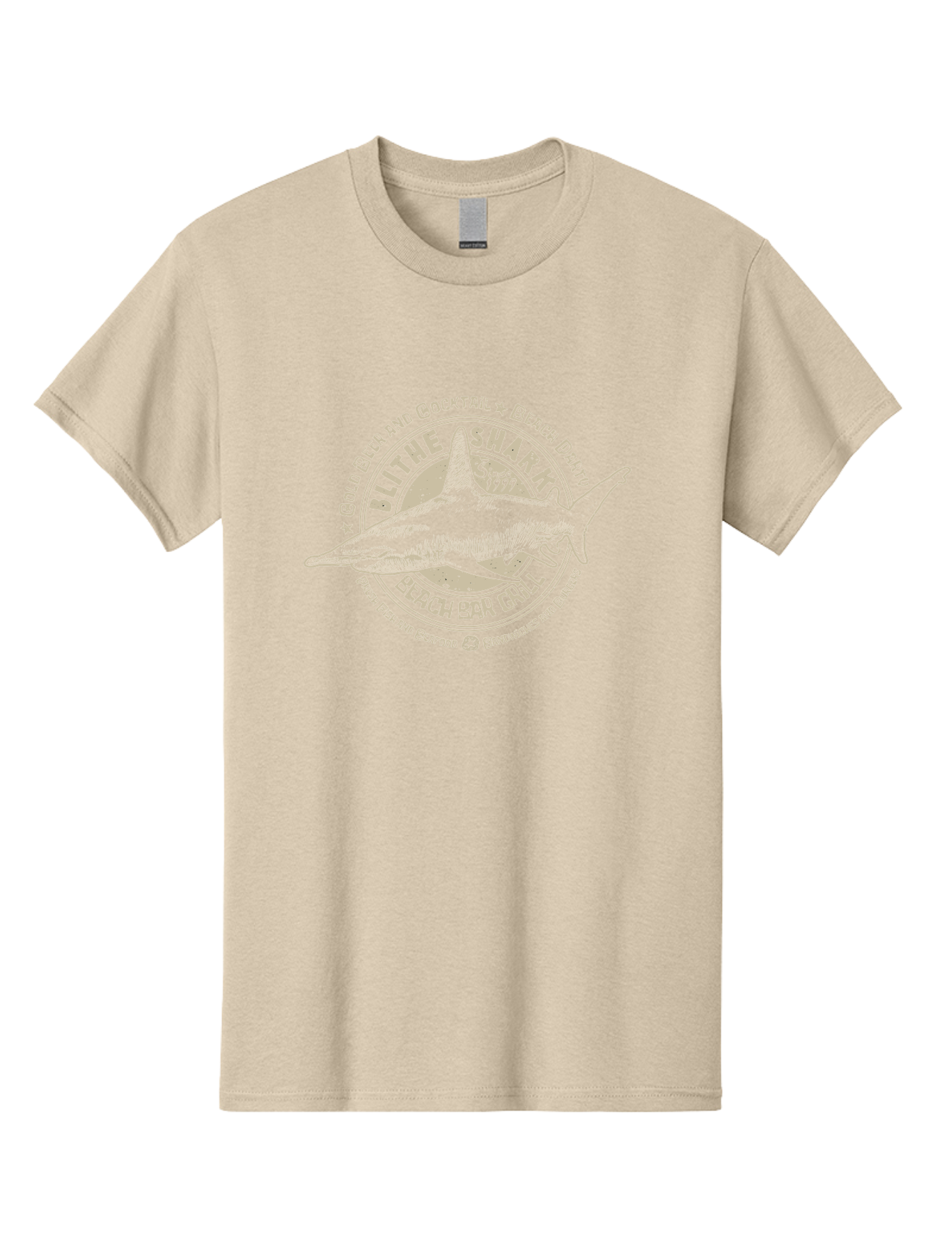 Blithe-Shark Men'S Graphic Tee, 100% Cotton, Comfortable Casual Summer Wear, Machine Washable, Beach Bar Grill, Seafood Restaurant, Cold Beer, Cocktails, Beach Party, Fresh Fish, Sandwiches, Burgers, Casual Dining, Blithe Shark, Beach Food Aab966