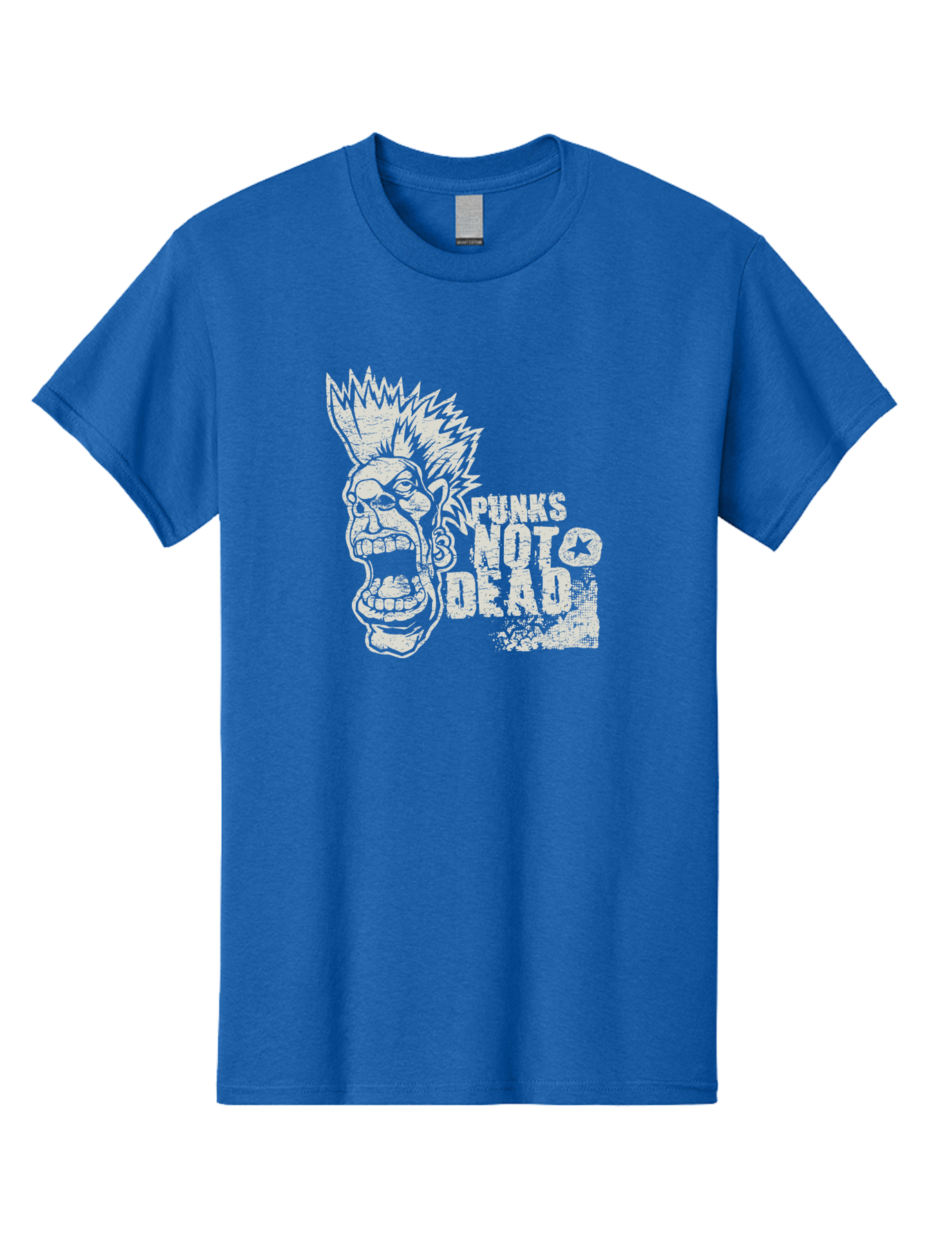 Punks-Not-Dead Men'S Graphic Tee, 100% Cotton, Comfortable Casual Summer Wear, Machine Washable, Punk Rock Illustration, Mohawk Hairstyle, Screaming Face, Punk Not Dead Slogan, Bold Typography, Punk Rebellion, Grunge Aesthetic, Aab970