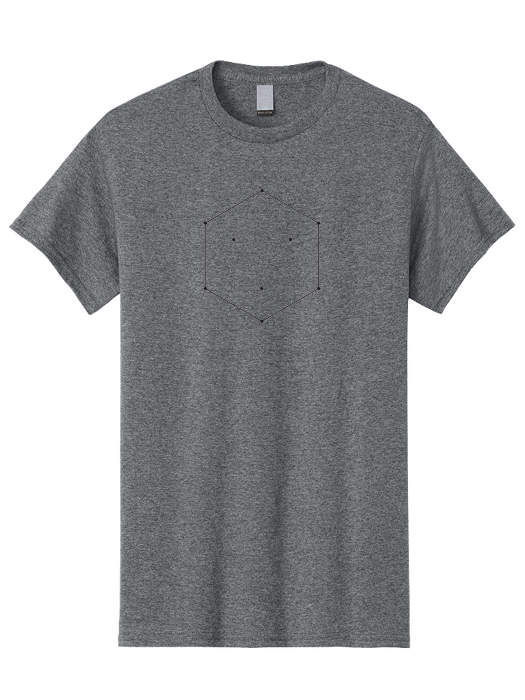Hexagon Men'S Graphic Tee, 100% Cotton, Comfortable Casual Summer Wear, Machine Washable, Hexagon Shape, Geometric Pattern, Dotted Lines, Symmetrical Design, Black Outline, Modern Graphics, Abstract Art Aab987