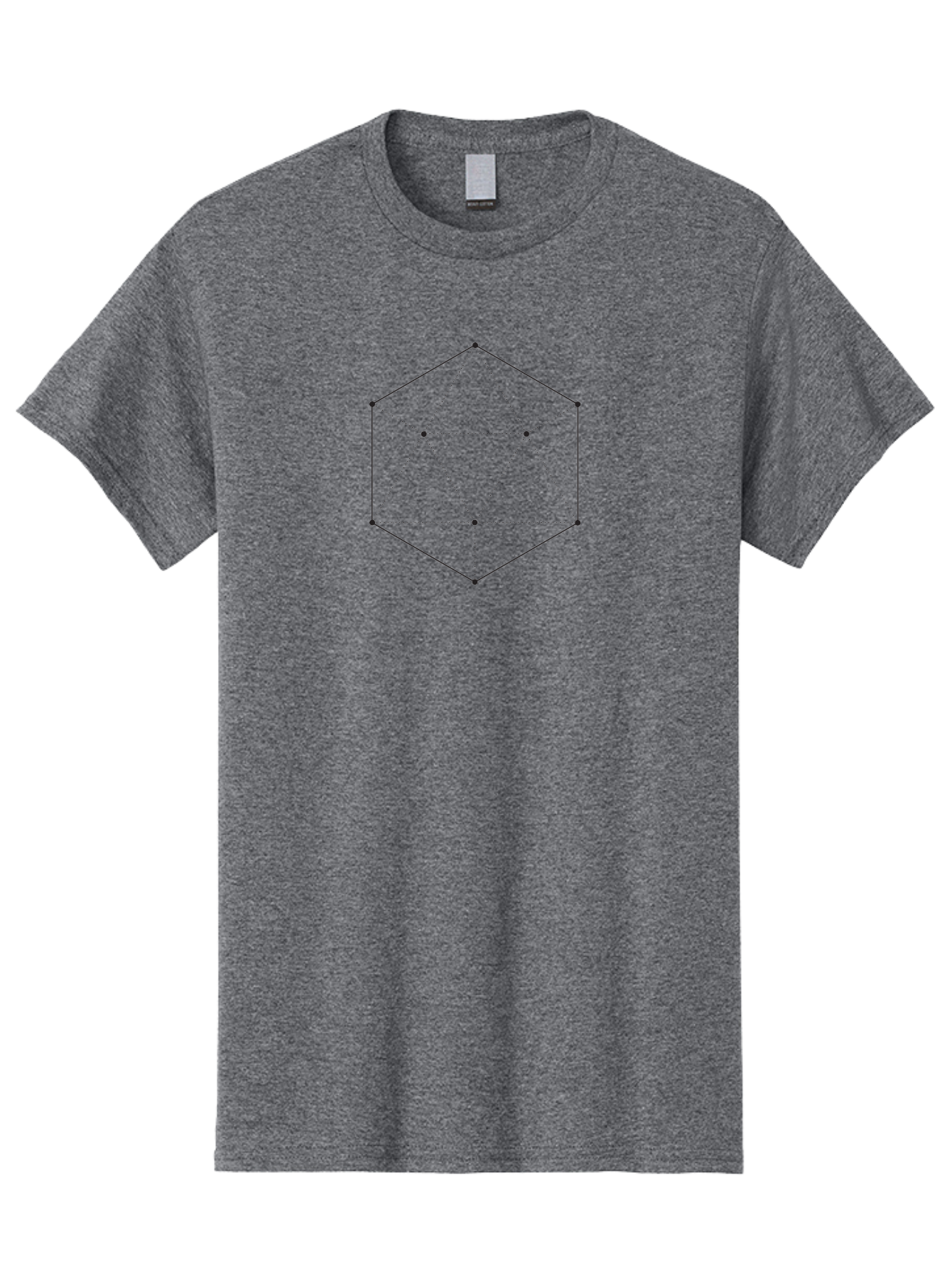 Hexagon Men'S Graphic Tee, 100% Cotton, Comfortable Casual Summer Wear, Machine Washable, Hexagon Shape, Geometric Pattern, Dotted Lines, Symmetrical Design, Black Outline, Modern Graphics, Abstract Art Aab987