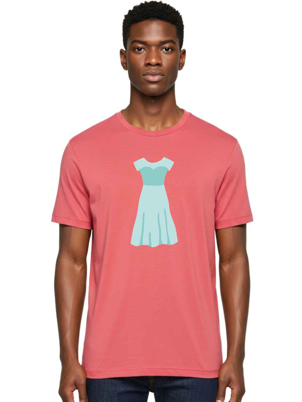 Baby-Blue-Sweetheart-Dress Men'S Graphic Tee, 100% Cotton, Comfortable Casual Summer Wear, Machine Washable, Simple Dress, Sweetheart Neckline, Short Sleeves, Knee-Length Dress, Minimalist Fashion, Simple Elegance, Feminine Style, Aab999