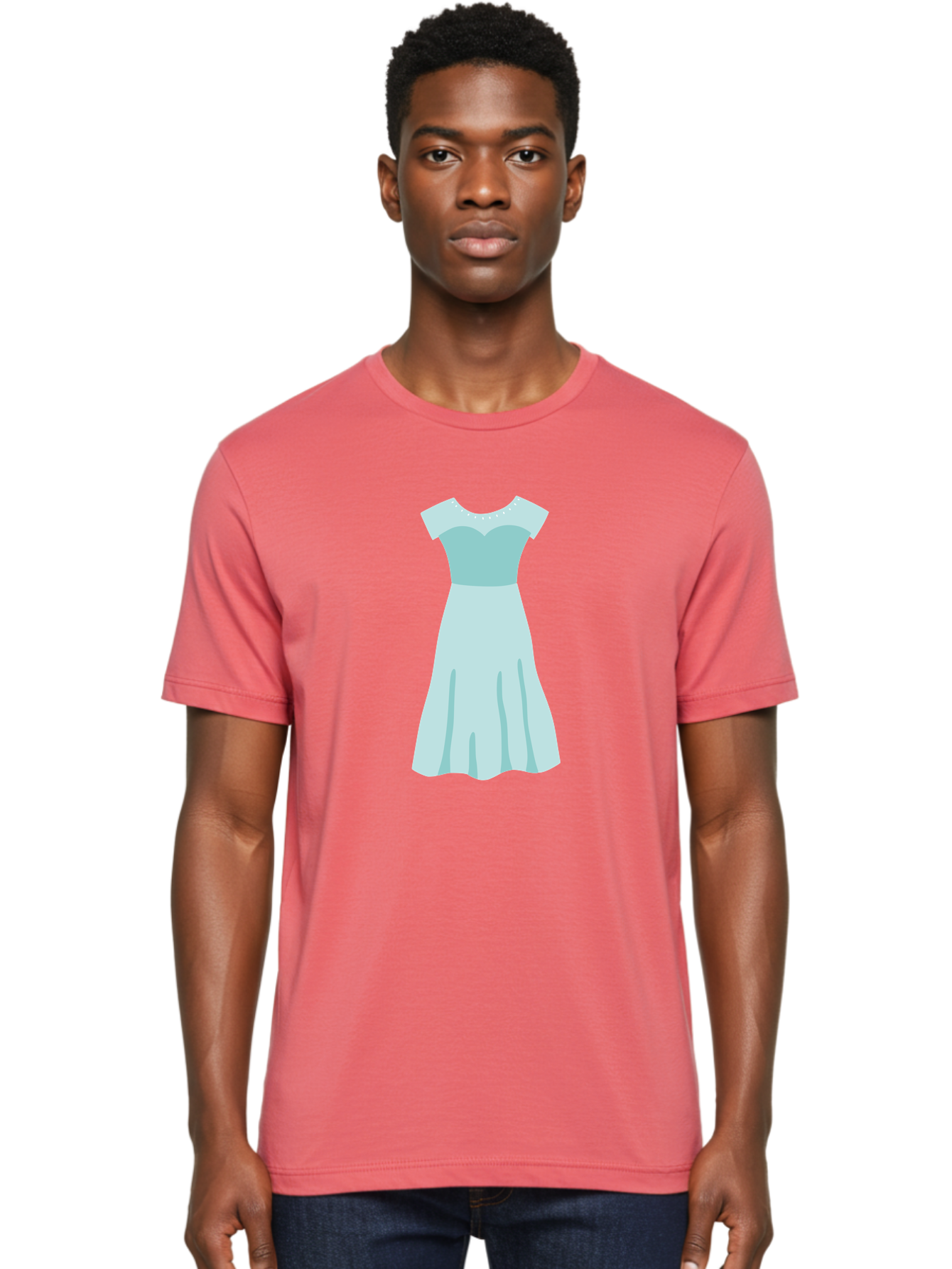 Baby-Blue-Sweetheart-Dress Men'S Graphic Tee, 100% Cotton, Comfortable Casual Summer Wear, Machine Washable, Simple Dress, Sweetheart Neckline, Short Sleeves, Knee-Length Dress, Minimalist Fashion, Simple Elegance, Feminine Style, Aab999