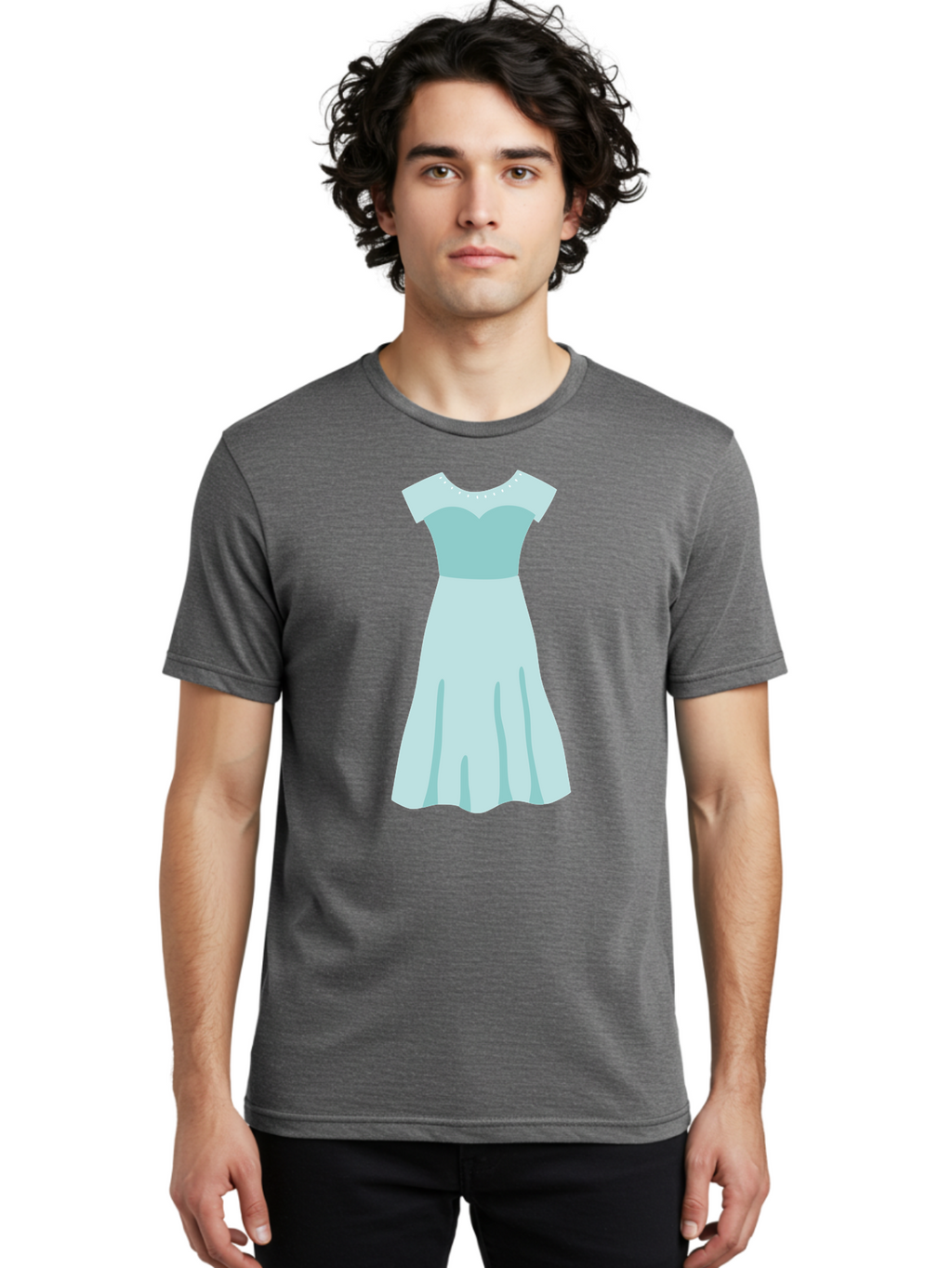 Baby-Blue-Sweetheart-Dress Men'S Graphic Tee, 100% Cotton, Comfortable Casual Summer Wear, Machine Washable, Simple Dress, Sweetheart Neckline, Short Sleeves, Knee-Length Dress, Minimalist Fashion, Simple Elegance, Feminine Style, Aab999