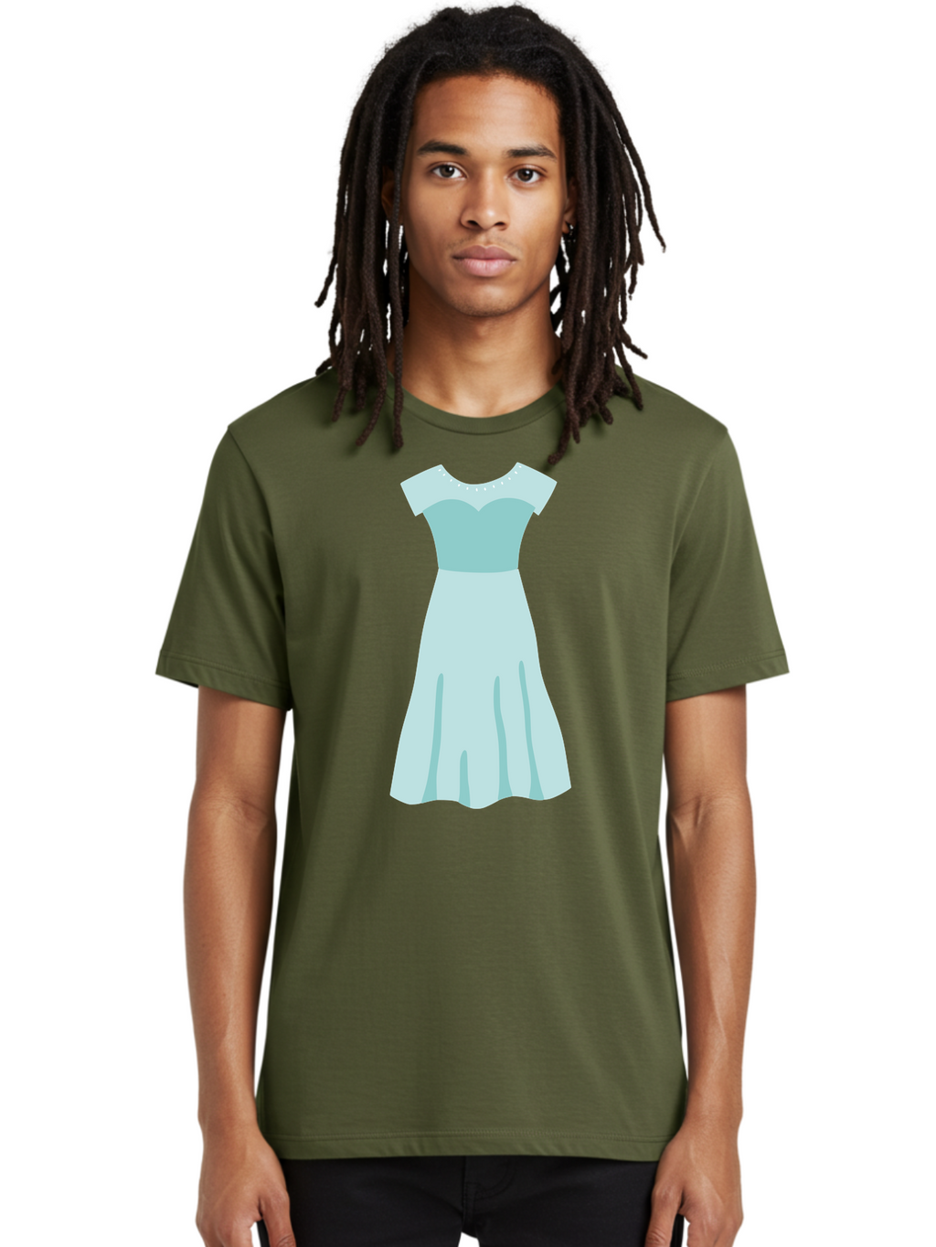 Baby-Blue-Sweetheart-Dress Men'S Graphic Tee, 100% Cotton, Comfortable Casual Summer Wear, Machine Washable, Simple Dress, Sweetheart Neckline, Short Sleeves, Knee-Length Dress, Minimalist Fashion, Simple Elegance, Feminine Style, Aab999