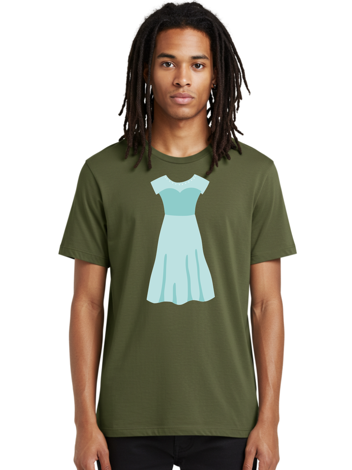 Baby-Blue-Sweetheart-Dress Men'S Graphic Tee, 100% Cotton, Comfortable Casual Summer Wear, Machine Washable, Simple Dress, Sweetheart Neckline, Short Sleeves, Knee-Length Dress, Minimalist Fashion, Simple Elegance, Feminine Style, Aab999