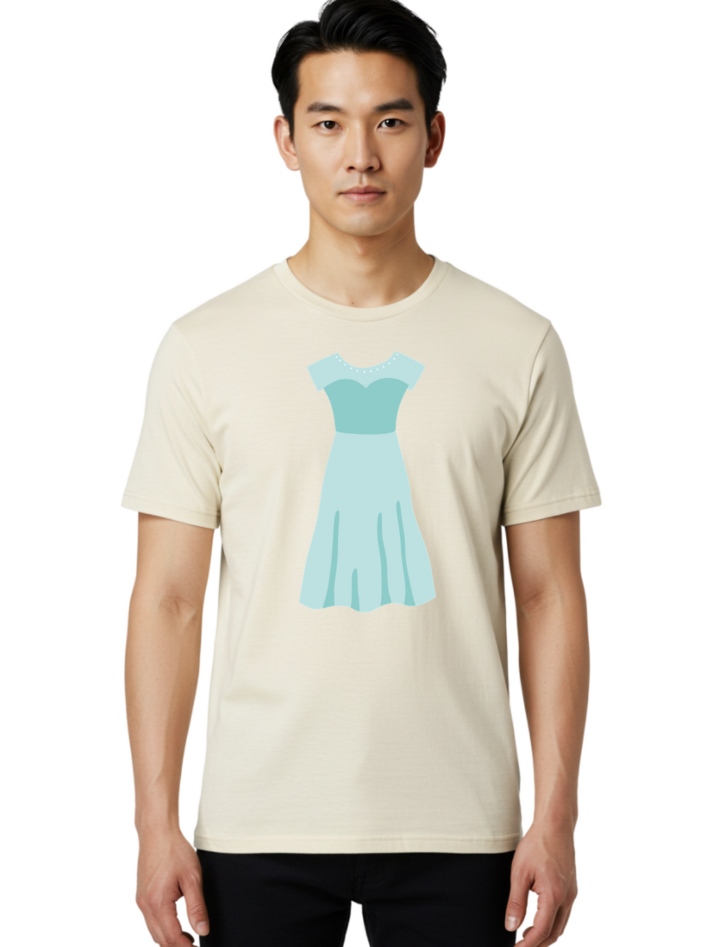 Baby-Blue-Sweetheart-Dress Men'S Graphic Tee, 100% Cotton, Comfortable Casual Summer Wear, Machine Washable, Simple Dress, Sweetheart Neckline, Short Sleeves, Knee-Length Dress, Minimalist Fashion, Simple Elegance, Feminine Style, Aab999