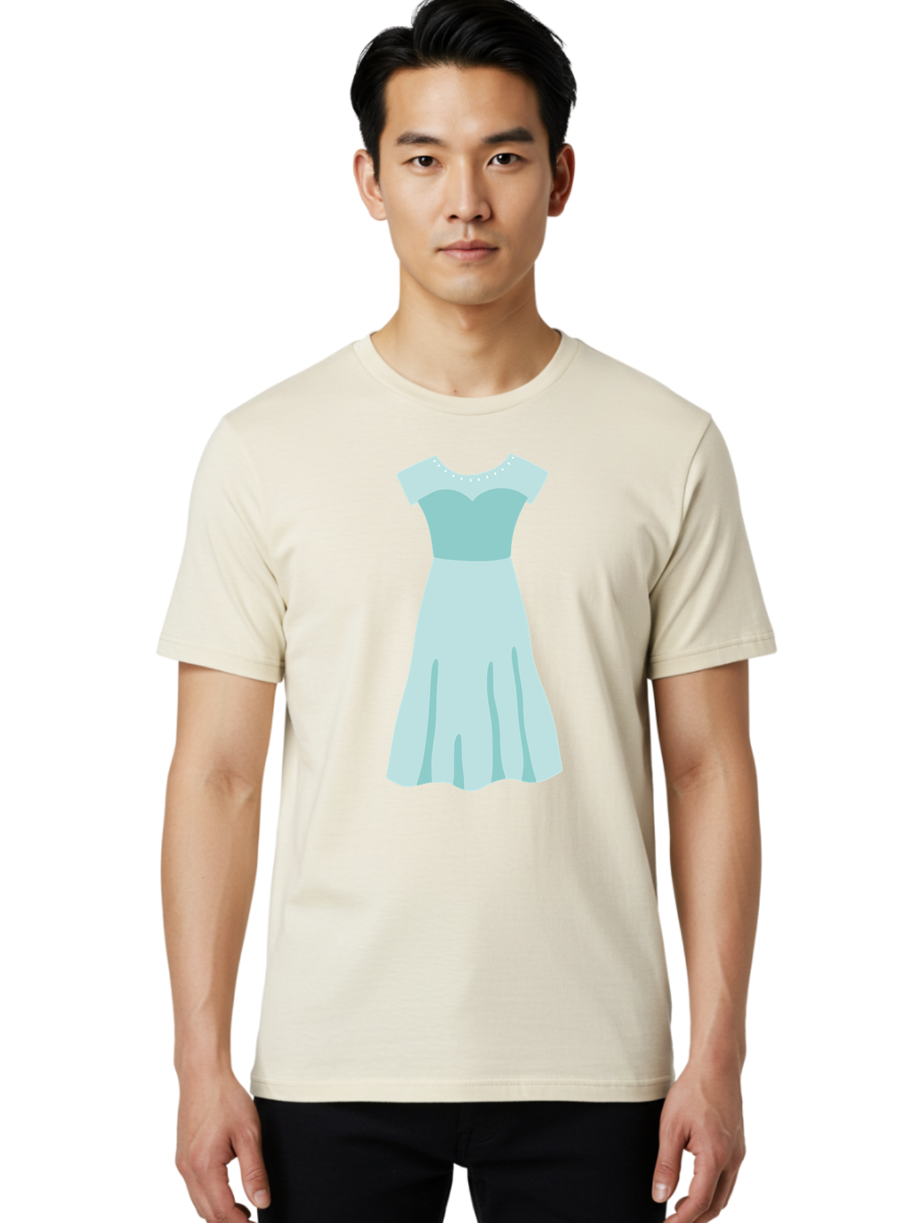 Baby-Blue-Sweetheart-Dress Men'S Graphic Tee, 100% Cotton, Comfortable Casual Summer Wear, Machine Washable, Simple Dress, Sweetheart Neckline, Short Sleeves, Knee-Length Dress, Minimalist Fashion, Simple Elegance, Feminine Style, Aab999