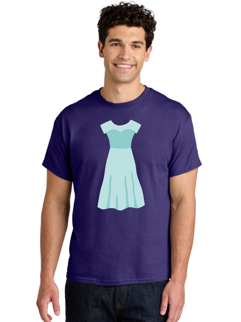 Baby-Blue-Sweetheart-Dress Men'S Graphic Tee, 100% Cotton, Comfortable Casual Summer Wear, Machine Washable, Simple Dress, Sweetheart Neckline, Short Sleeves, Knee-Length Dress, Minimalist Fashion, Simple Elegance, Feminine Style, Aab999