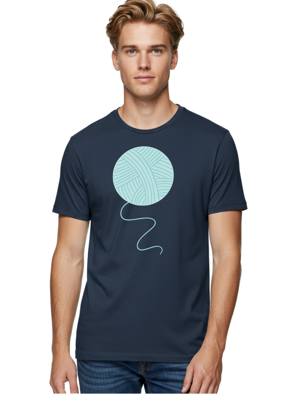 Ball-Of-Yarn Men'S Graphic Tee, 100% Cotton, Comfortable Casual Summer Wear, Machine Washable, Ball Of Yarn, Knitting Supplies, Crafting Essentials, Yarn Thread, Creative Hobbies, Handmade Crafts, Knitting Yarn Aac000