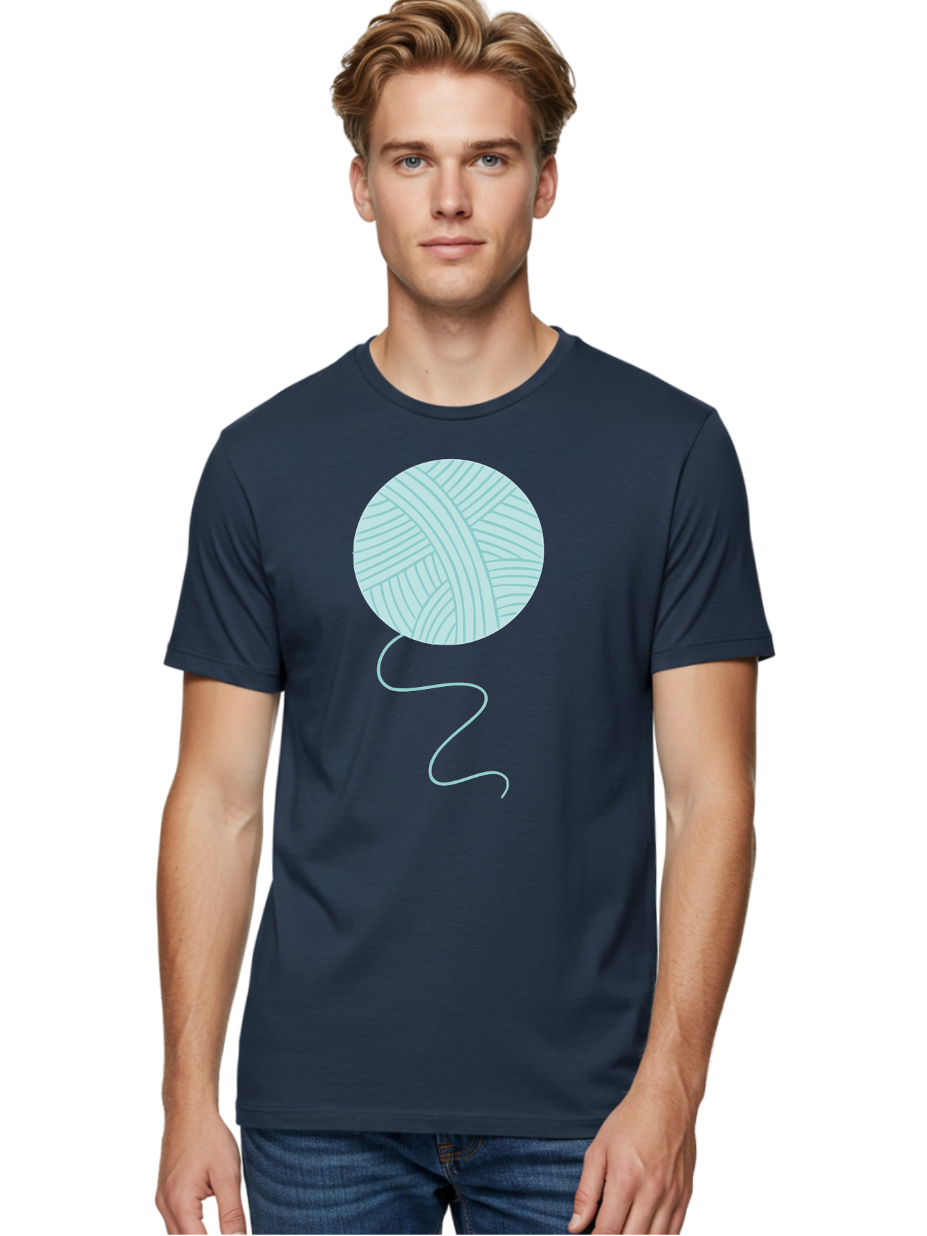 Ball-Of-Yarn Men'S Graphic Tee, 100% Cotton, Comfortable Casual Summer Wear, Machine Washable, Ball Of Yarn, Knitting Supplies, Crafting Essentials, Yarn Thread, Creative Hobbies, Handmade Crafts, Knitting Yarn Aac000