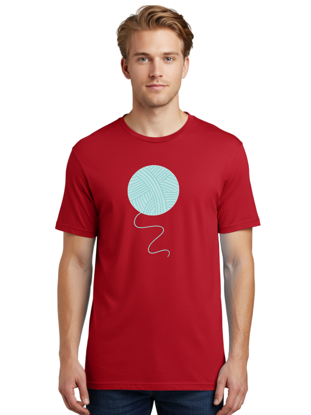 Ball-Of-Yarn Men'S Graphic Tee, 100% Cotton, Comfortable Casual Summer Wear, Machine Washable, Ball Of Yarn, Knitting Supplies, Crafting Essentials, Yarn Thread, Creative Hobbies, Handmade Crafts, Knitting Yarn Aac000