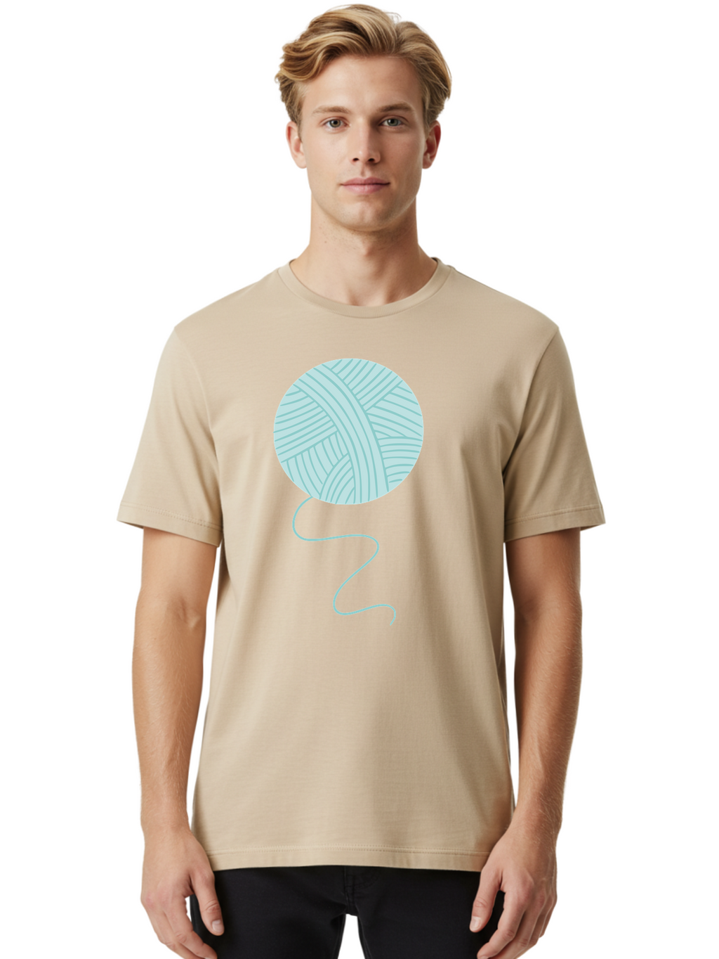 Ball-Of-Yarn Men'S Graphic Tee, 100% Cotton, Comfortable Casual Summer Wear, Machine Washable, Ball Of Yarn, Knitting Supplies, Crafting Essentials, Yarn Thread, Creative Hobbies, Handmade Crafts, Knitting Yarn Aac000