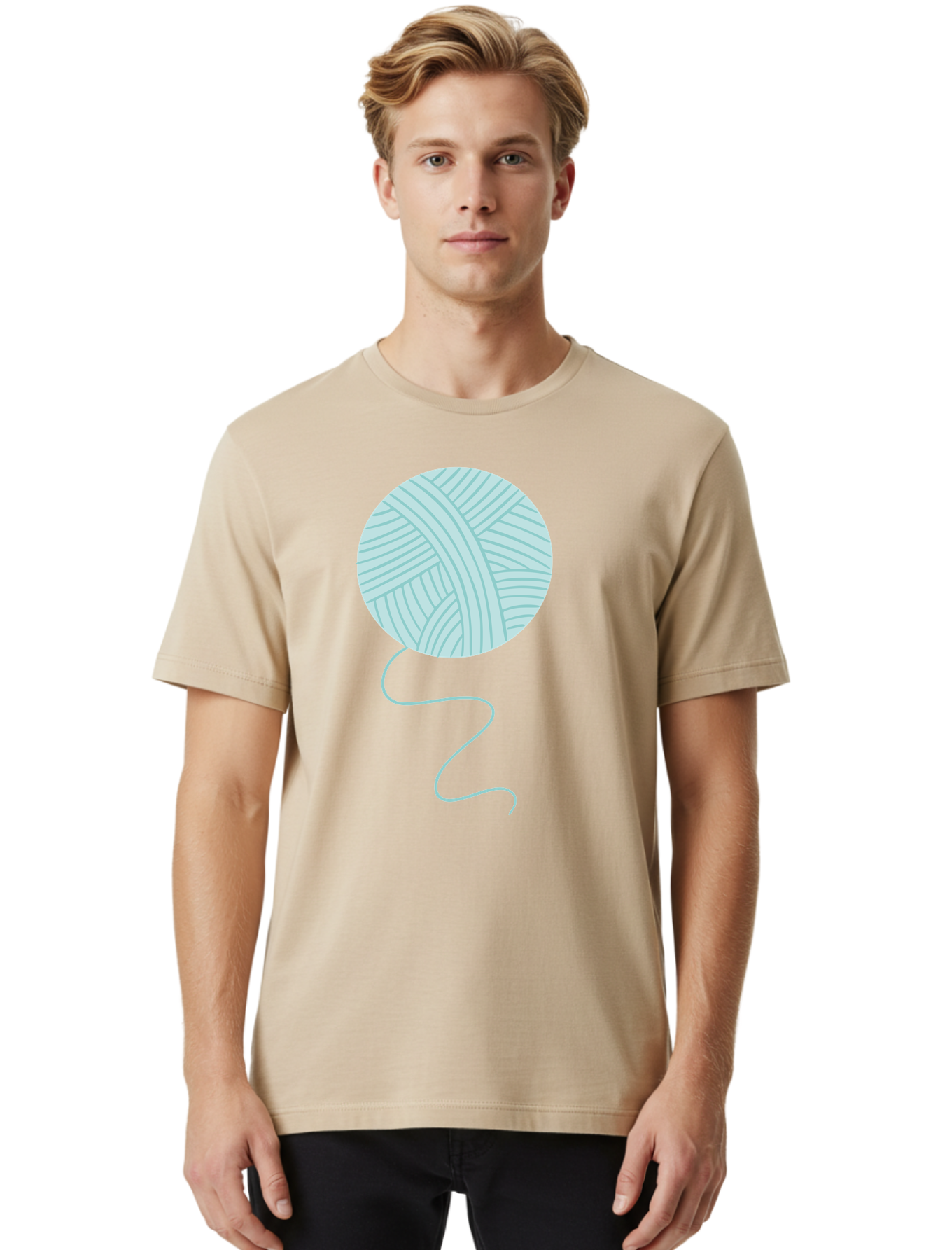 Ball-Of-Yarn Men'S Graphic Tee, 100% Cotton, Comfortable Casual Summer Wear, Machine Washable, Ball Of Yarn, Knitting Supplies, Crafting Essentials, Yarn Thread, Creative Hobbies, Handmade Crafts, Knitting Yarn Aac000