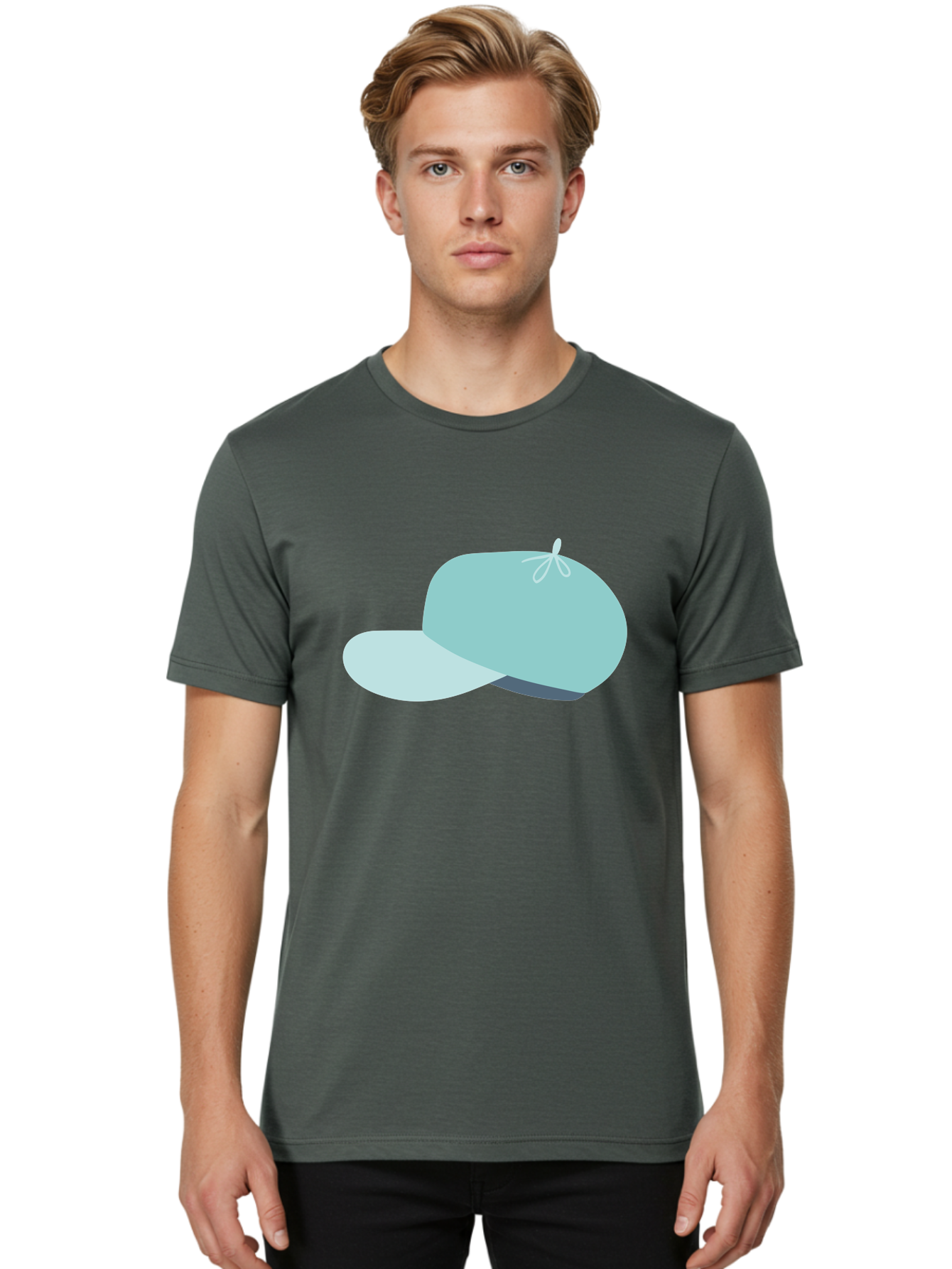 Baseball-Cap Men'S Graphic Tee, 100% Cotton, Comfortable Casual Summer Wear, Machine Washable, Baseball Cap, Sports Headwear, Casual Fashion, Adjustable Cap, Minimalist Design, Simple Style, Cap With Brim Aac001