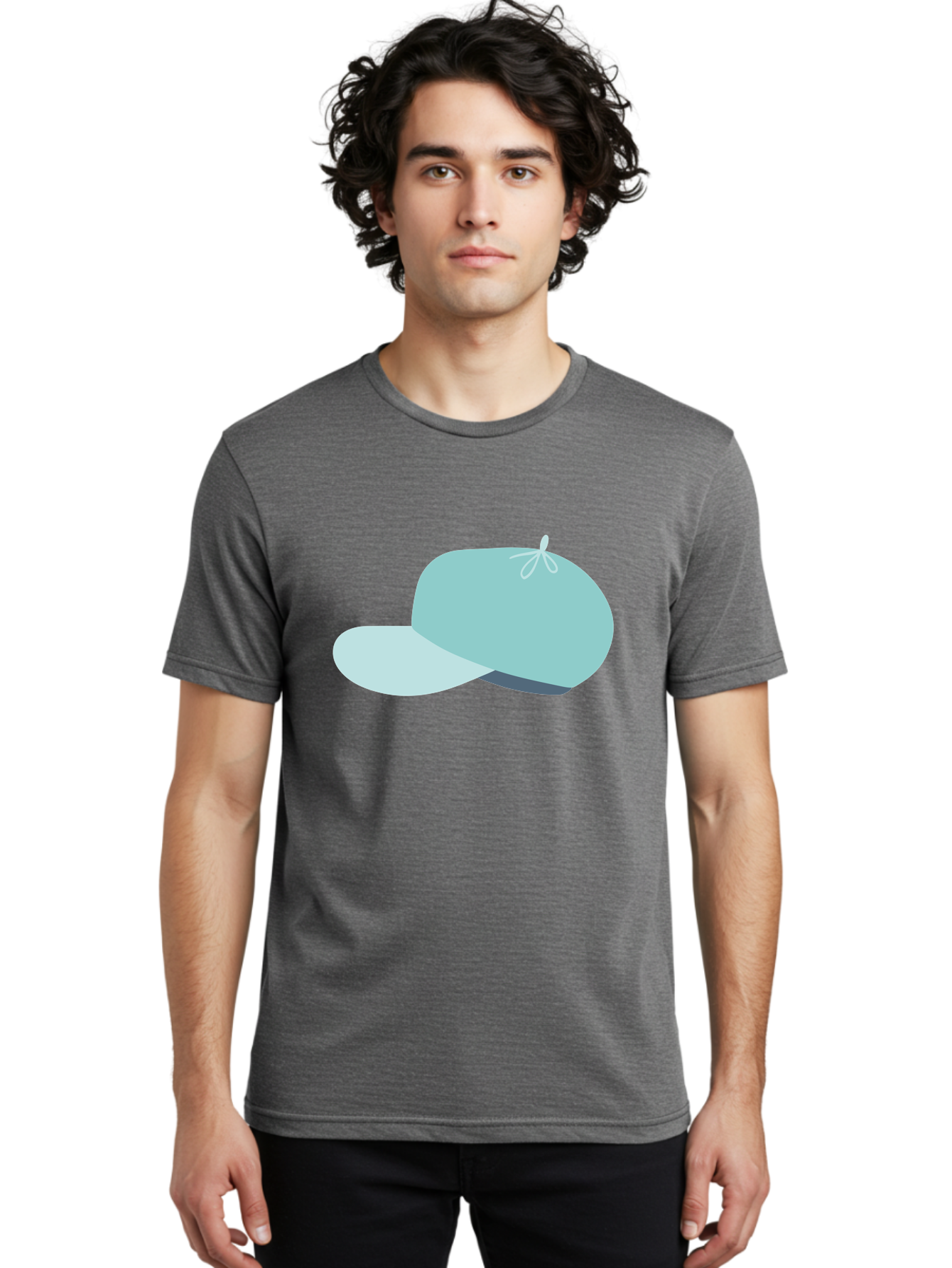 Baseball-Cap Men'S Graphic Tee, 100% Cotton, Comfortable Casual Summer Wear, Machine Washable, Baseball Cap, Sports Headwear, Casual Fashion, Adjustable Cap, Minimalist Design, Simple Style, Cap With Brim Aac001