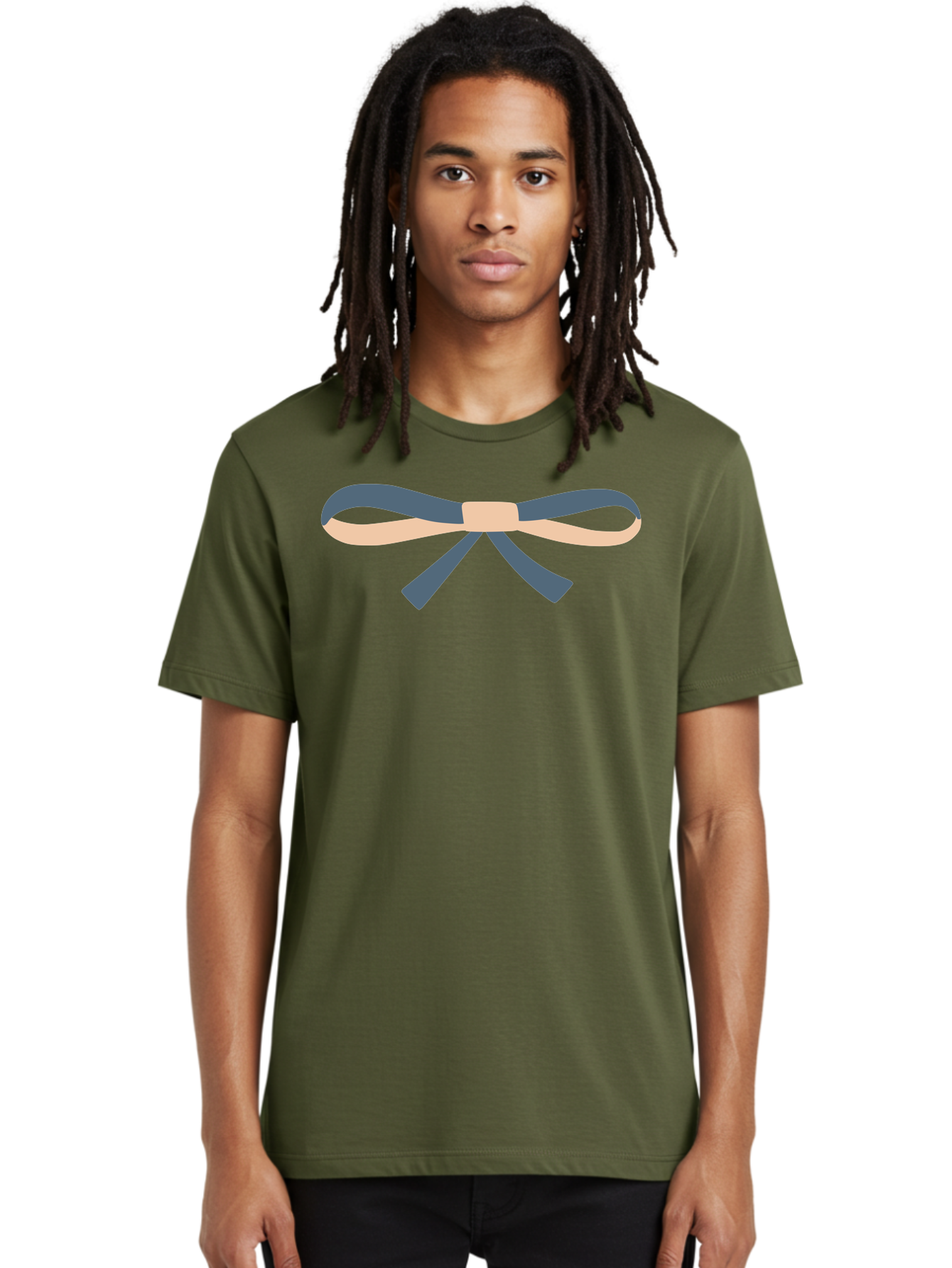 Blue-And-Beige-Bow Men'S Graphic Tee, 100% Cotton, Comfortable Casual Summer Wear, Machine Washable, Gift Wrapping, Decorative Ribbon, Bow Tie, Gift Decoration, Elegant Design, Stylish Presentation, Grey And Beige Ribbon Aac002
