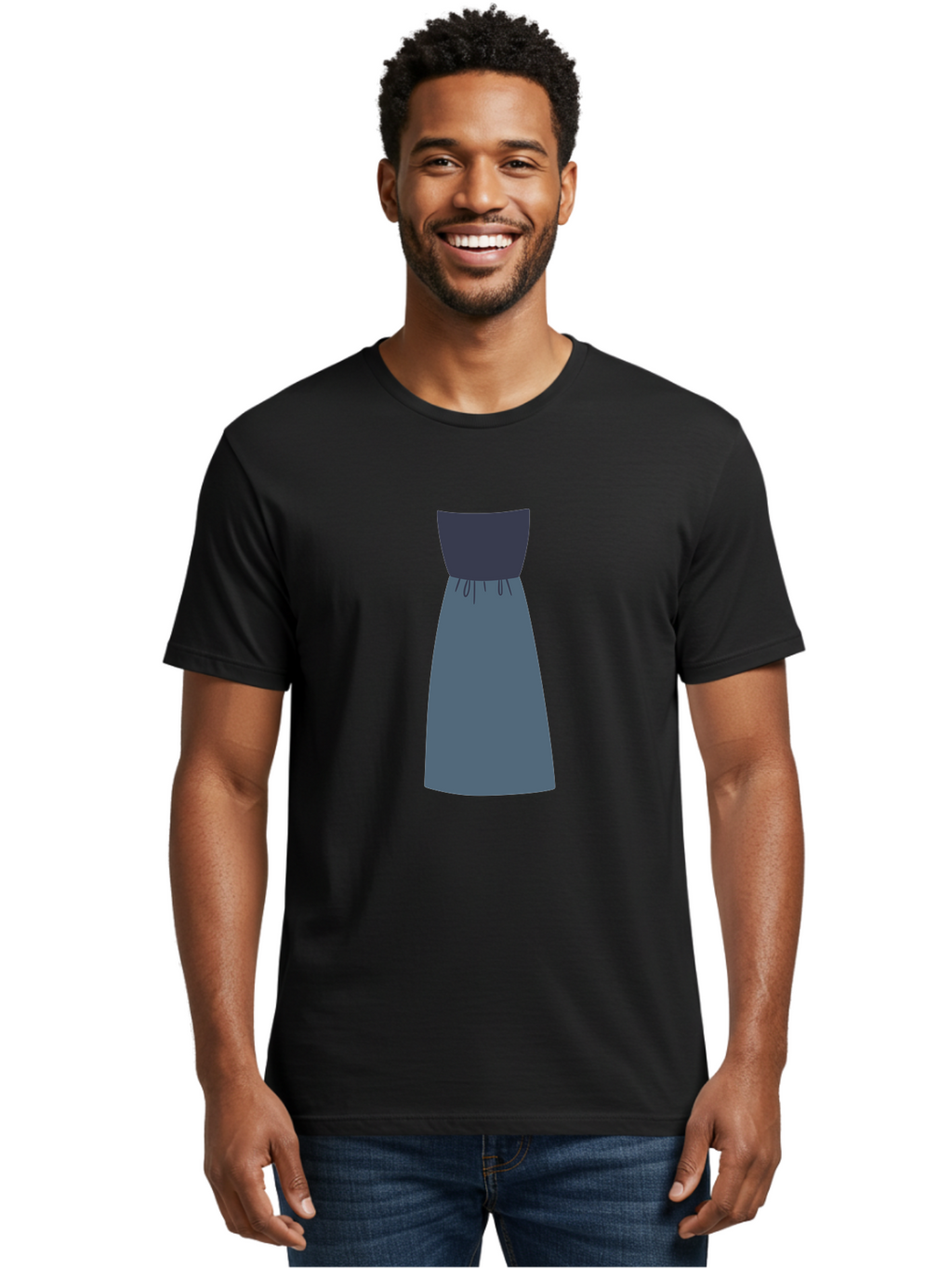 Blue-Dress Men'S Graphic Tee, 100% Cotton, Comfortable Casual Summer Wear, Machine Washable, Casual Dress, Simple Design, Relaxed Fit, Strapless Top, Gathered Waist, Blue Color, Elegant Look, Minimalist Fashion, Stylish Outfit, Everyday Wear Aac003