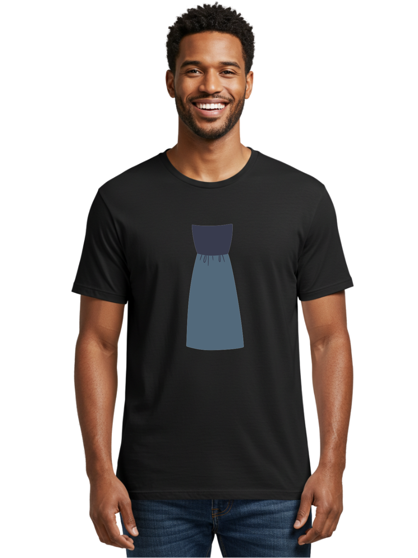Blue-Dress Men'S Graphic Tee, 100% Cotton, Comfortable Casual Summer Wear, Machine Washable, Casual Dress, Simple Design, Relaxed Fit, Strapless Top, Gathered Waist, Blue Color, Elegant Look, Minimalist Fashion, Stylish Outfit, Everyday Wear Aac003