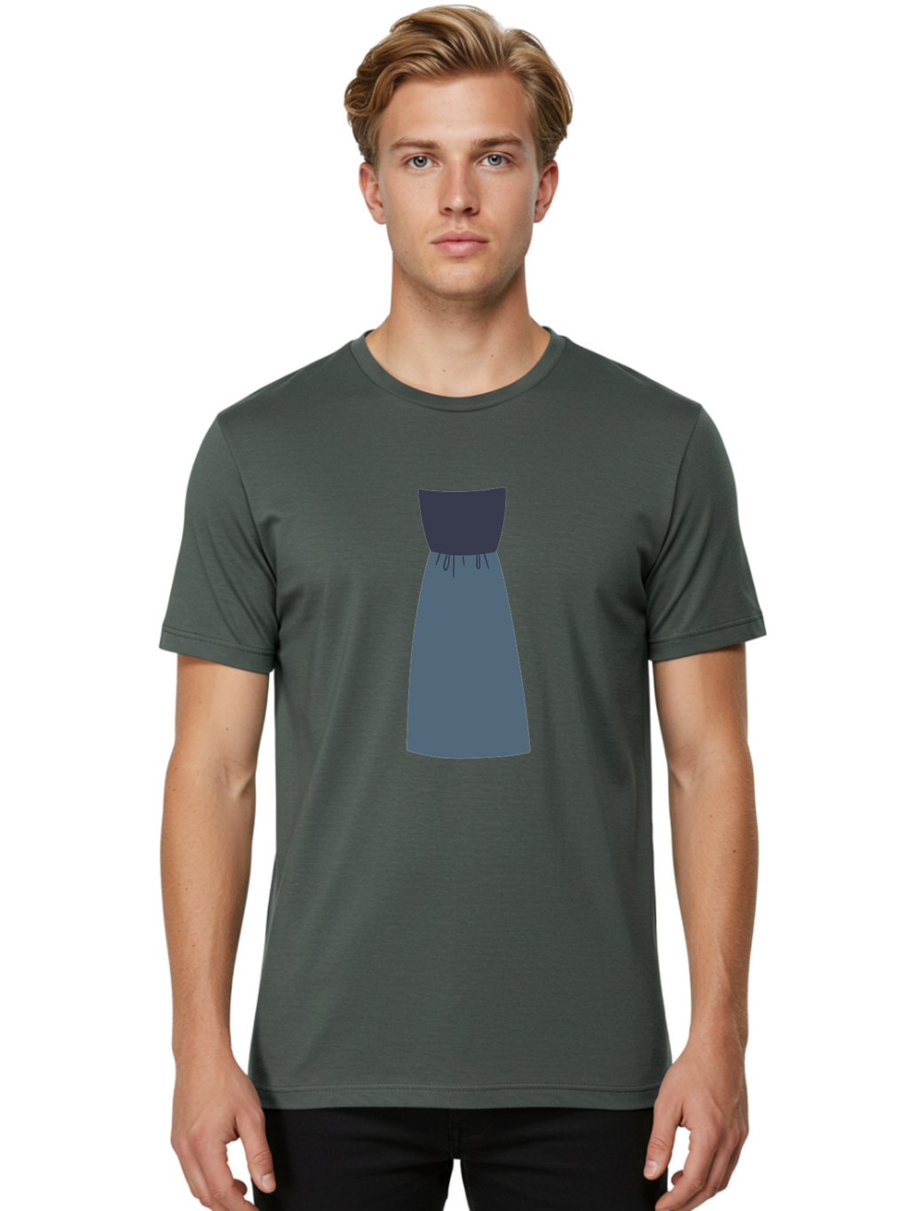 Blue-Dress Men'S Graphic Tee, 100% Cotton, Comfortable Casual Summer Wear, Machine Washable, Casual Dress, Simple Design, Relaxed Fit, Strapless Top, Gathered Waist, Blue Color, Elegant Look, Minimalist Fashion, Stylish Outfit, Everyday Wear Aac003