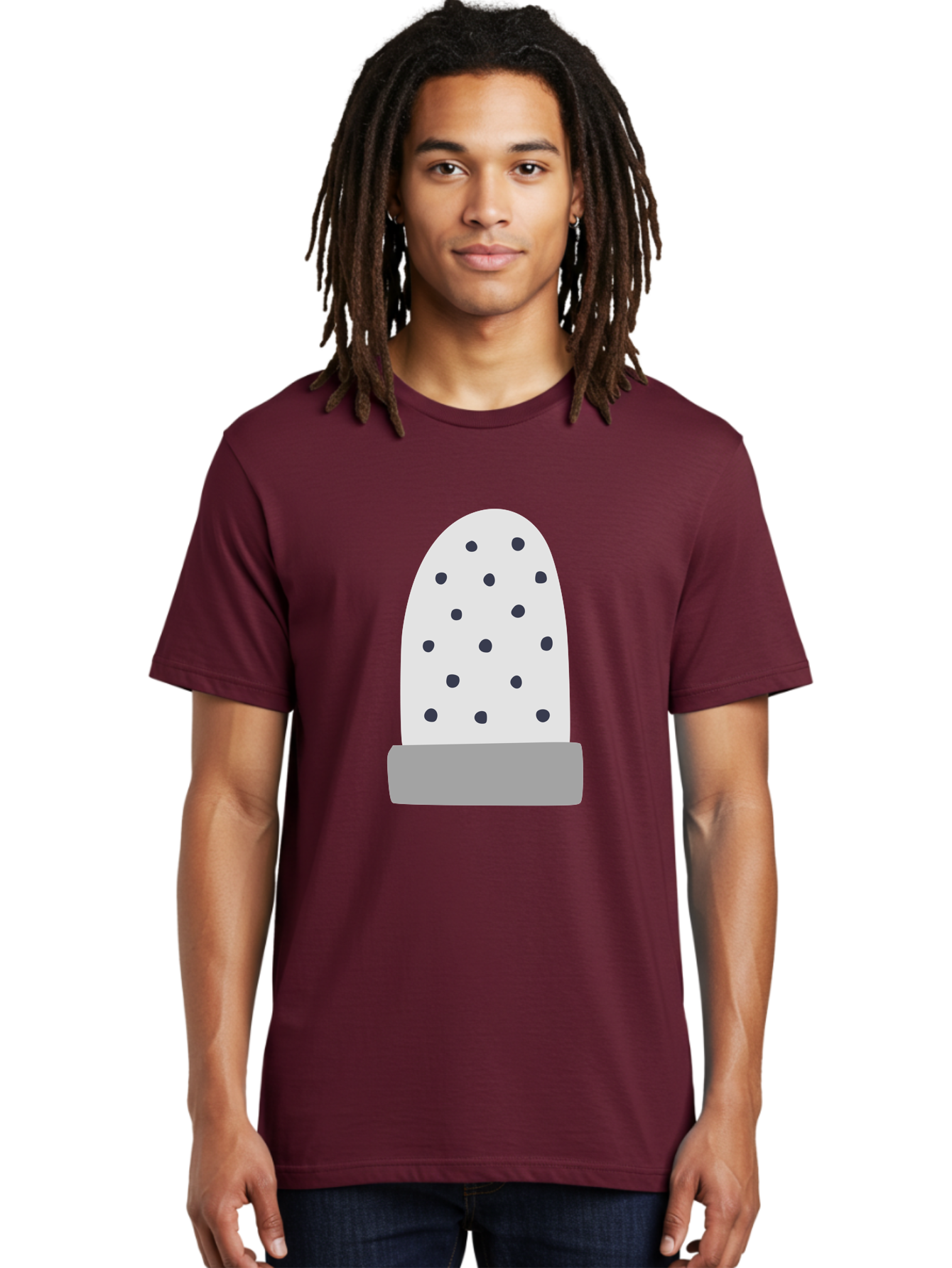 Cactus Men'S Graphic Tee, 100% Cotton, Comfortable Casual Summer Wear, Machine Washable, Cactus Plant, Potted Cactus, White Cactus, Black Dots, Simple Design, Modern Art, Minimalist Style, Abstract Shape, Decorative Element, Aac006