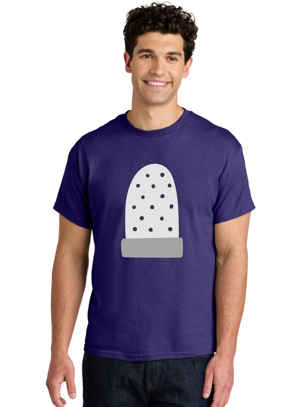 Cactus Men'S Graphic Tee, 100% Cotton, Comfortable Casual Summer Wear, Machine Washable, Cactus Plant, Potted Cactus, White Cactus, Black Dots, Simple Design, Modern Art, Minimalist Style, Abstract Shape, Decorative Element, Aac006