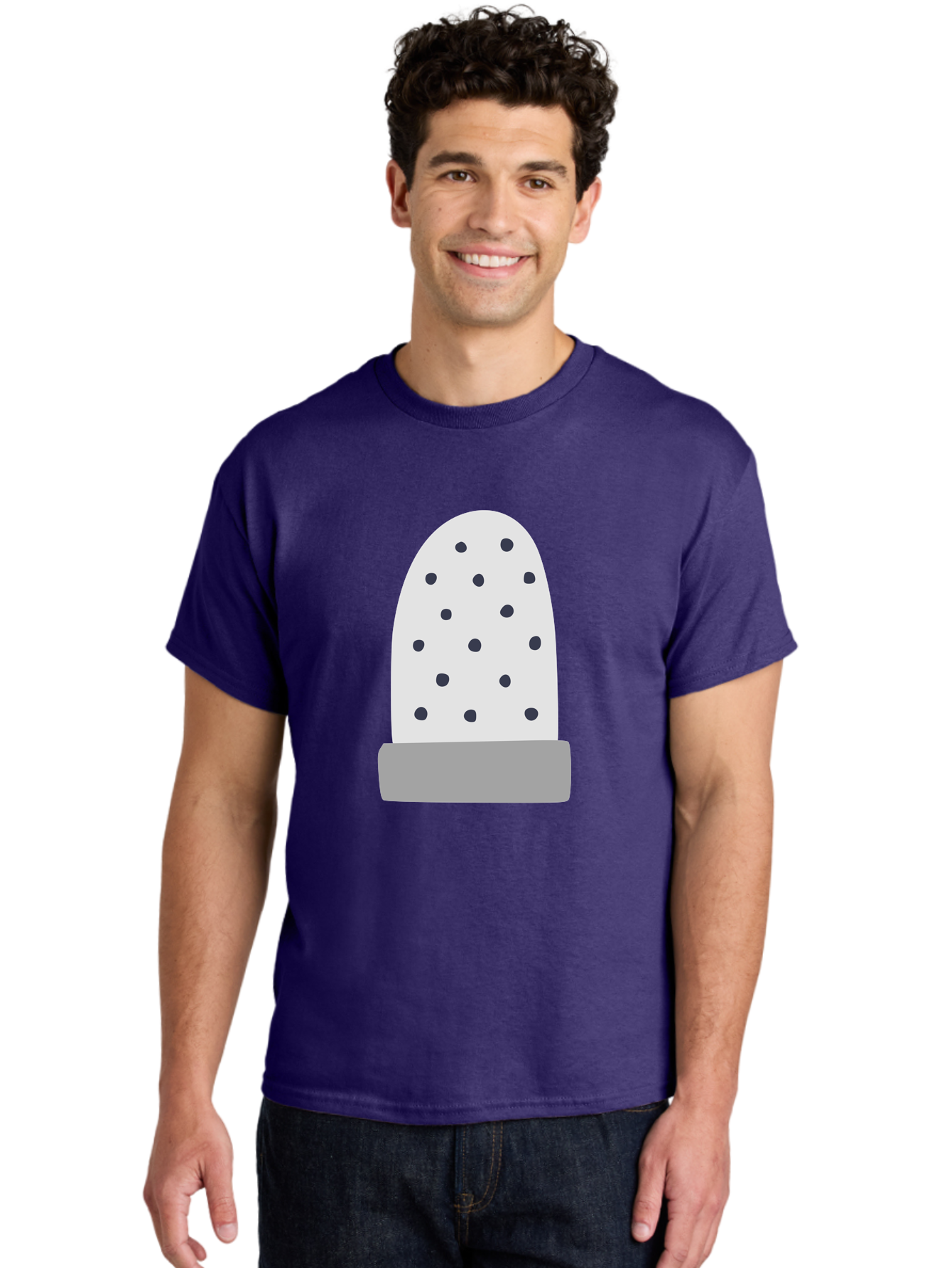 Cactus Men'S Graphic Tee, 100% Cotton, Comfortable Casual Summer Wear, Machine Washable, Cactus Plant, Potted Cactus, White Cactus, Black Dots, Simple Design, Modern Art, Minimalist Style, Abstract Shape, Decorative Element, Aac006