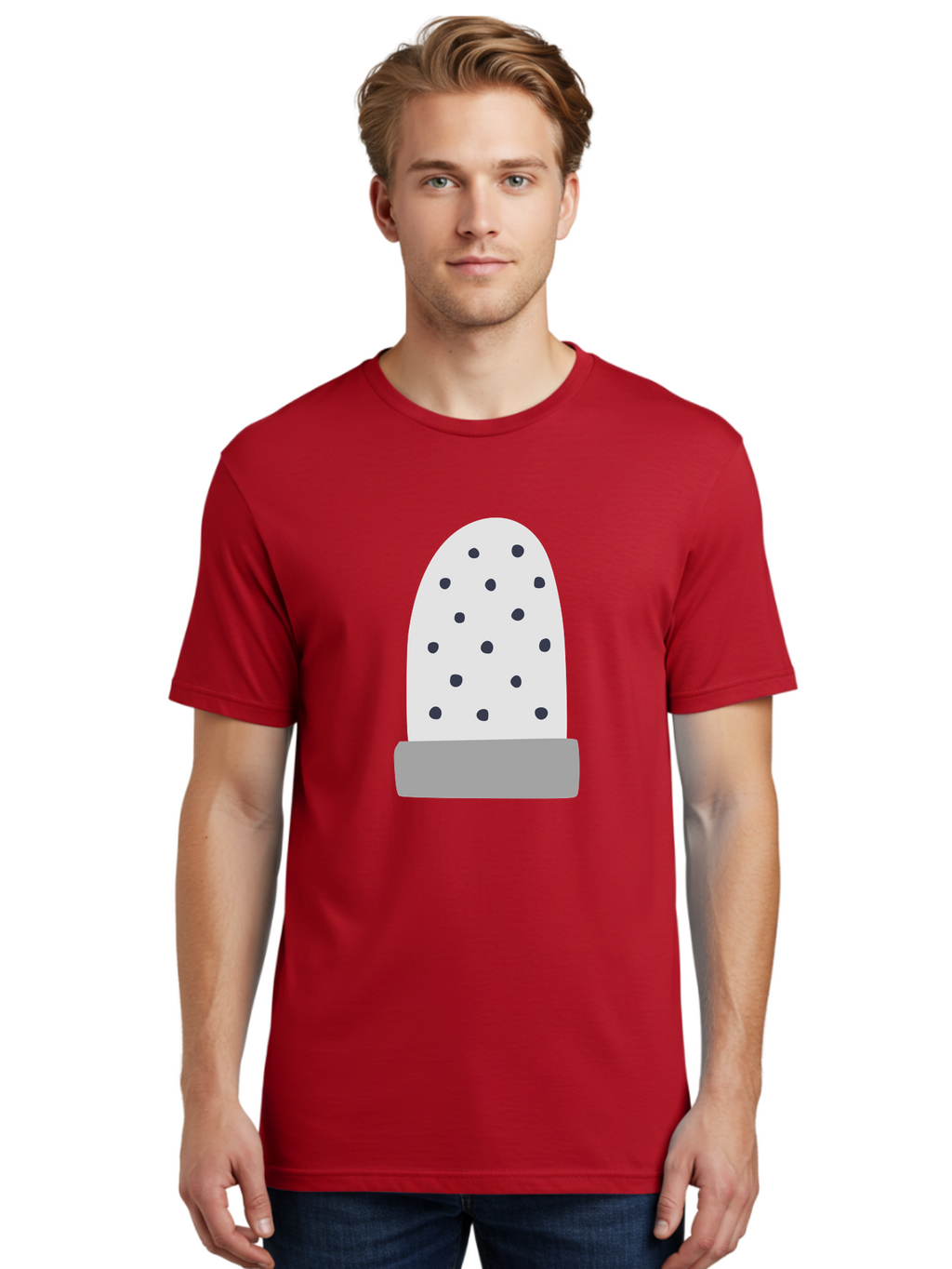 Cactus Men'S Graphic Tee, 100% Cotton, Comfortable Casual Summer Wear, Machine Washable, Cactus Plant, Potted Cactus, White Cactus, Black Dots, Simple Design, Modern Art, Minimalist Style, Abstract Shape, Decorative Element, Aac006