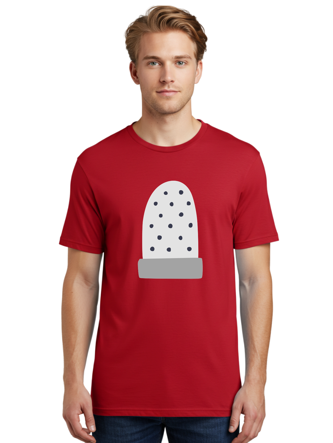 Cactus Men'S Graphic Tee, 100% Cotton, Comfortable Casual Summer Wear, Machine Washable, Cactus Plant, Potted Cactus, White Cactus, Black Dots, Simple Design, Modern Art, Minimalist Style, Abstract Shape, Decorative Element, Aac006
