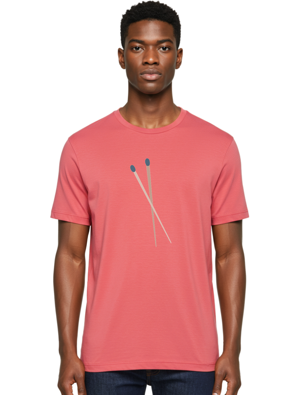 Crossed-Matches Men'S Graphic Tee, 100% Cotton, Comfortable Casual Summer Wear, Machine Washable, Crossed Matches, Matchsticks, Fire Starters, Wooden Sticks, Gray Match Heads, Simple Design, Minimalist Art, Everyday Objects, Fire Safety Aac012