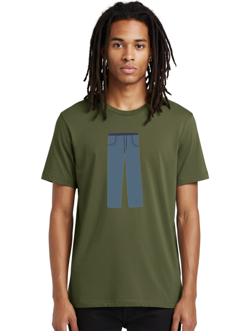 Dark-Blue-Jeans Men'S Graphic Tee, 100% Cotton, Comfortable Casual Summer Wear, Machine Washable, Gray Trousers, Straight Leg Pants, Simple Design, Minimalist Style, Fashion Illustration, Clothing Graphic, Dark Gray Color Aac014