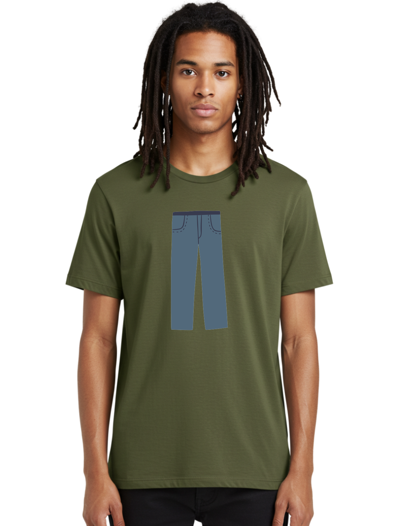 Dark-Blue-Jeans Men'S Graphic Tee, 100% Cotton, Comfortable Casual Summer Wear, Machine Washable, Gray Trousers, Straight Leg Pants, Simple Design, Minimalist Style, Fashion Illustration, Clothing Graphic, Dark Gray Color Aac014