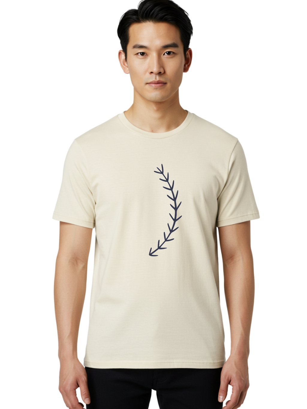 Dark-Purple-Branch Men'S Graphic Tee, 100% Cotton, Comfortable Casual Summer Wear, Machine Washable, Purple Branch Illustration, Simple Design, Minimalist Art, Purple Twig, Leafy Stem, Modern Graphics, Digital Art Aac015