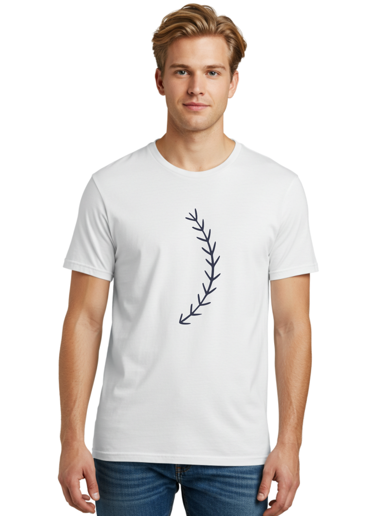 Dark-Purple-Branch Men'S Graphic Tee, 100% Cotton, Comfortable Casual Summer Wear, Machine Washable, Purple Branch Illustration, Simple Design, Minimalist Art, Purple Twig, Leafy Stem, Modern Graphics, Digital Art Aac015